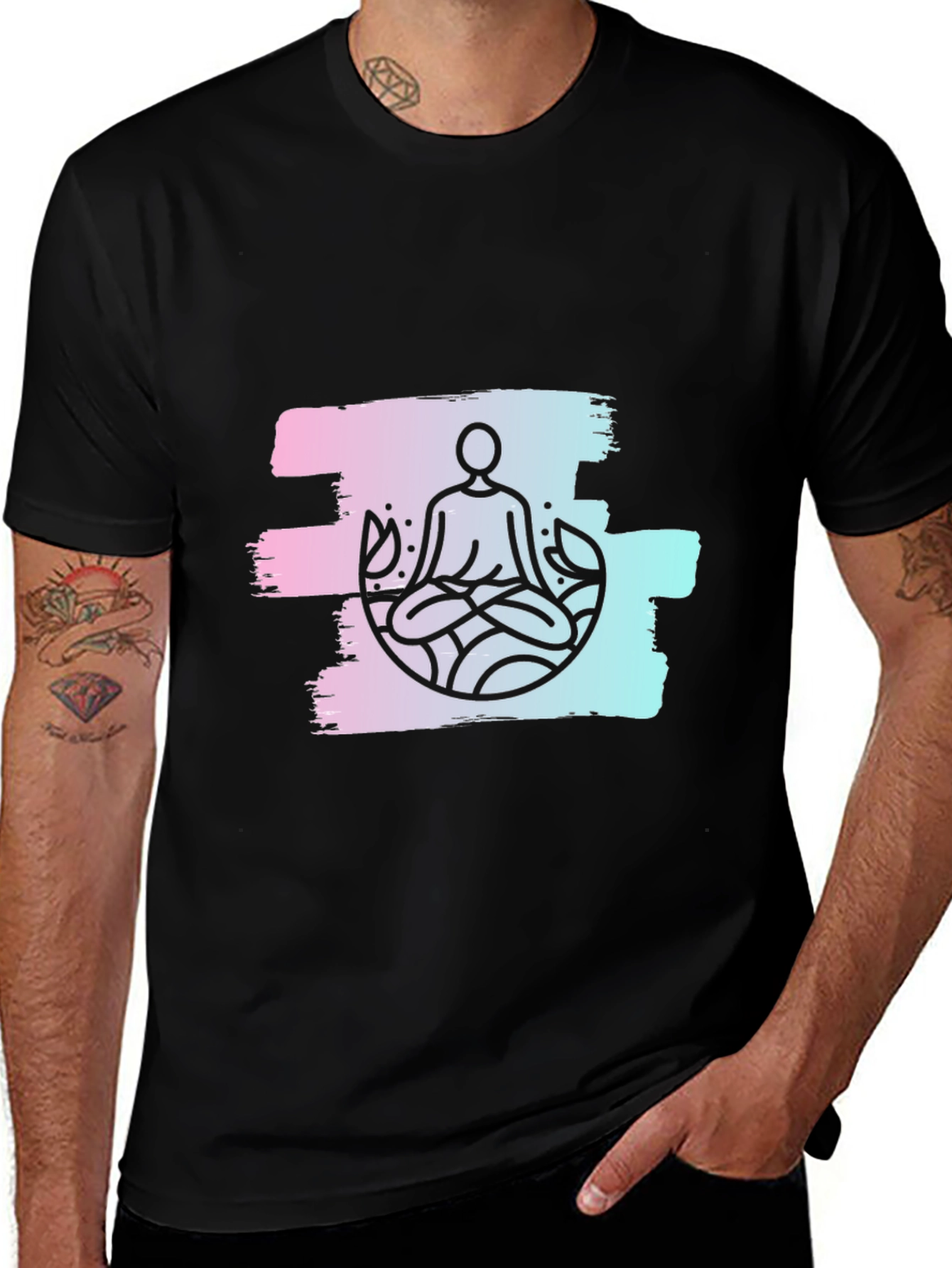 Variant 22 of Zen Meditation Graphic Tee - Relaxed Fit Black T-Shirt
