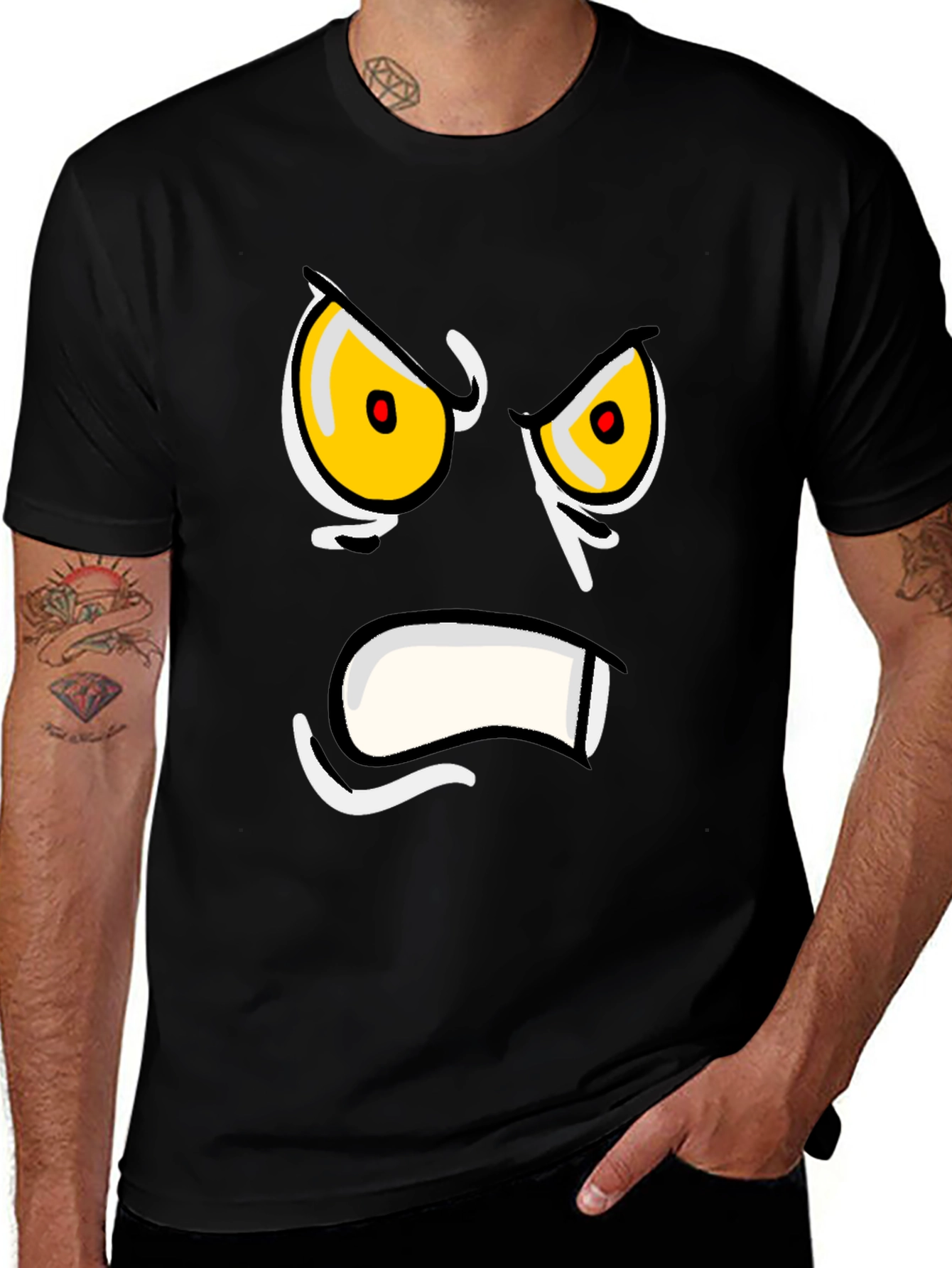 Variant 9 of Angry Face Graphic Black T-Shirt