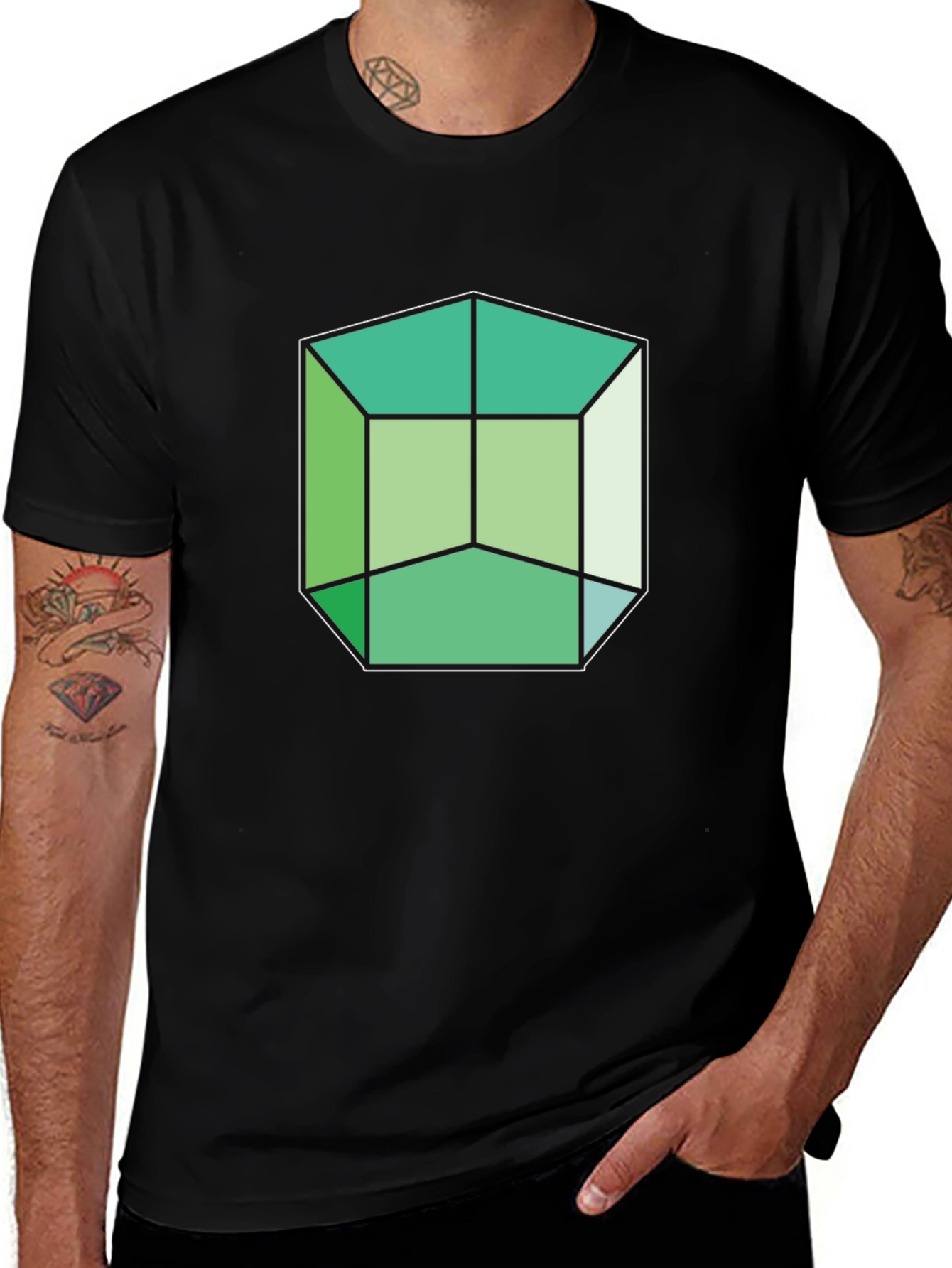 Variant 12 of Geometric Cube Graphic Tee - Modern Design T-Shirt