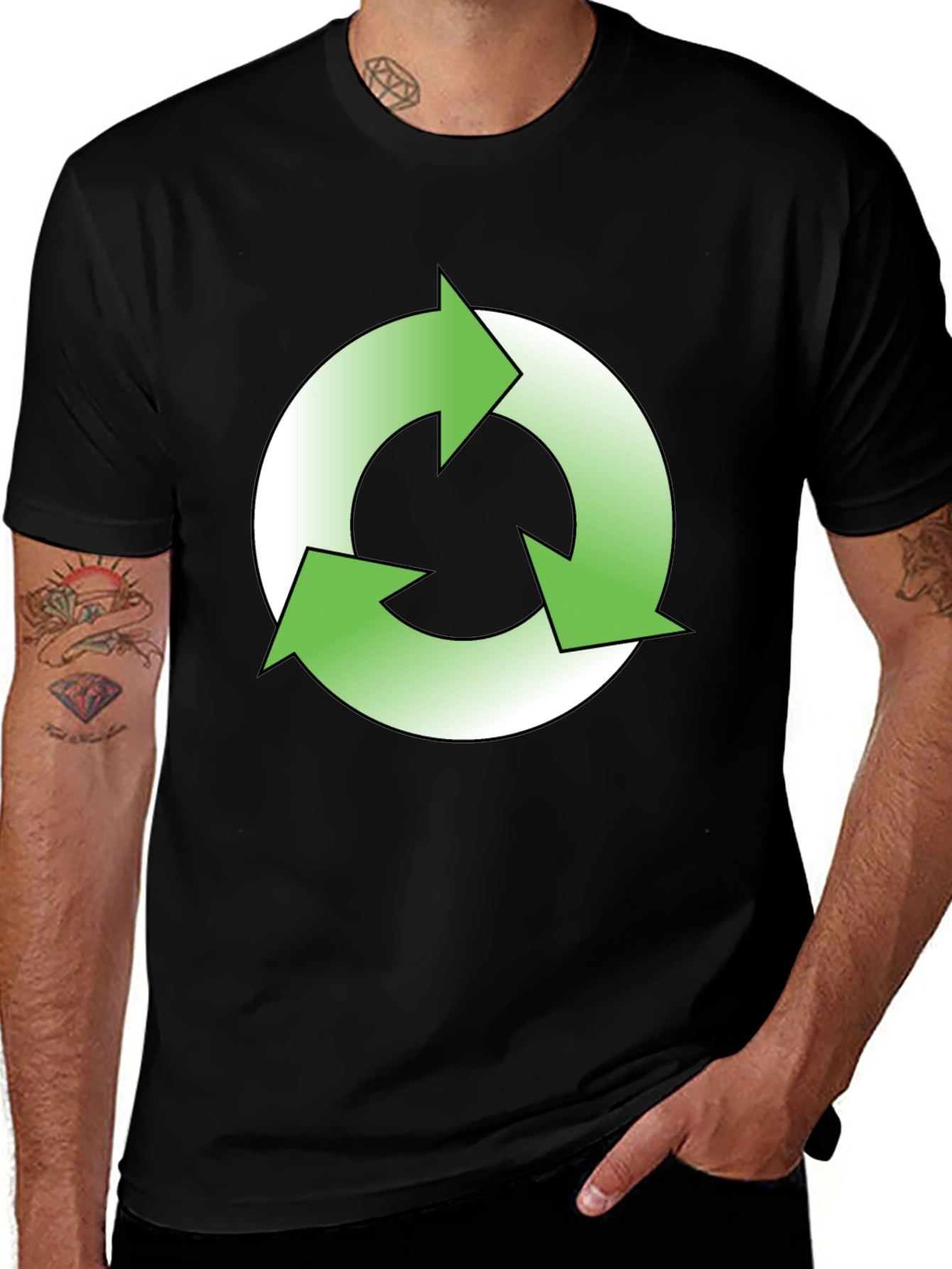 Eco-Friendly Recycle Symbol Graphic T-Shirt