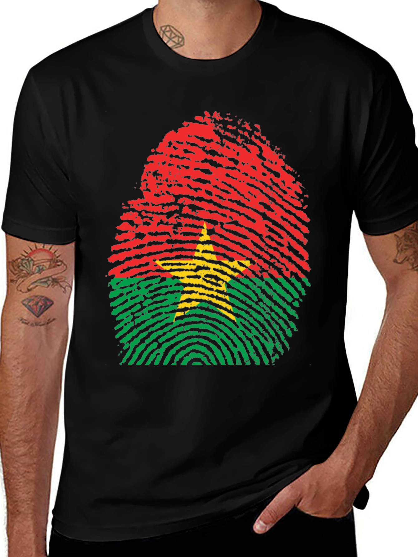 Variant 12 of Burkina Faso Fingerprint Flag T-Shirt