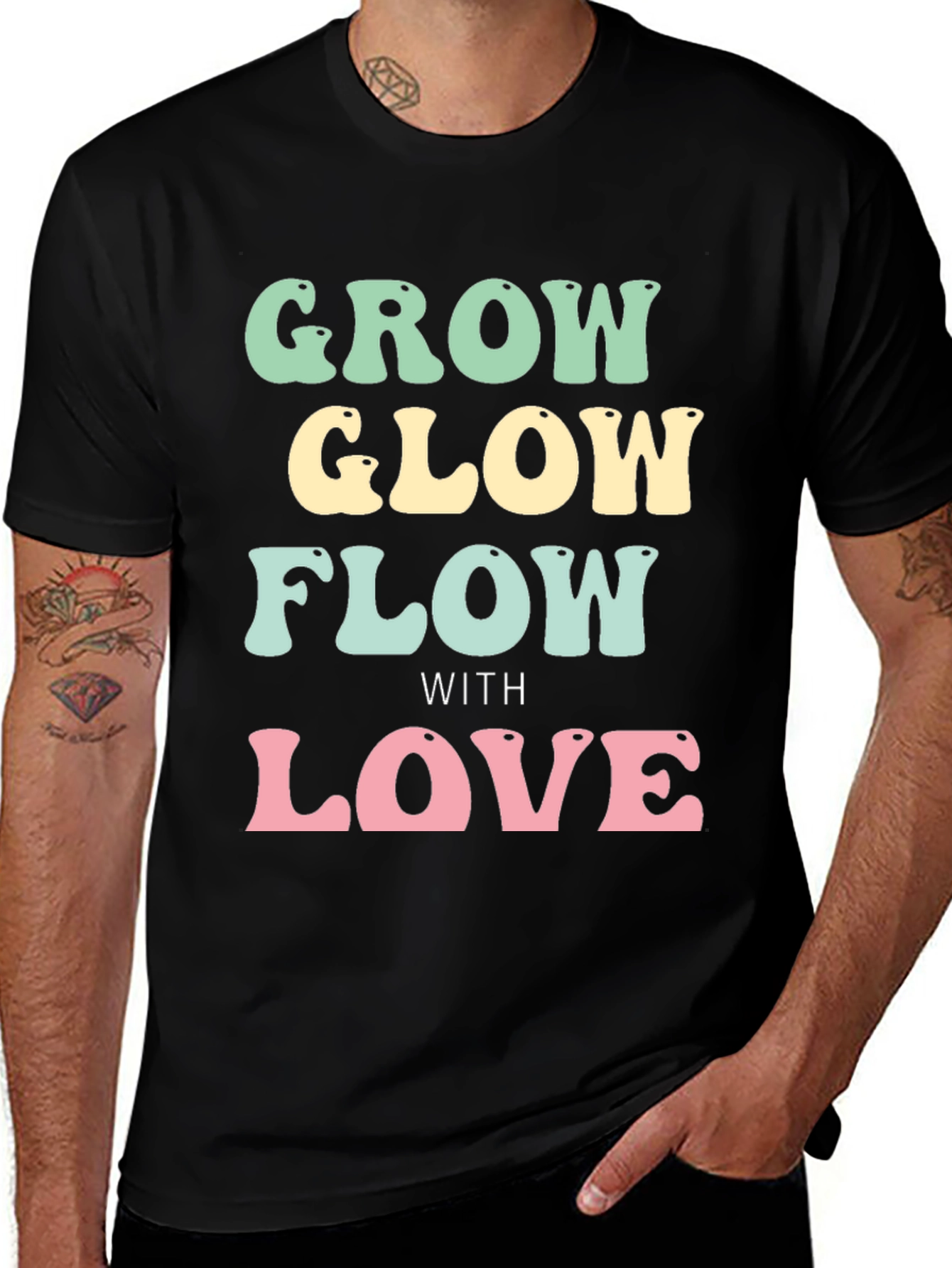 Variant 29 of Grow Glow Flow Love Graphic Tee - Stylish & Positive Vibes