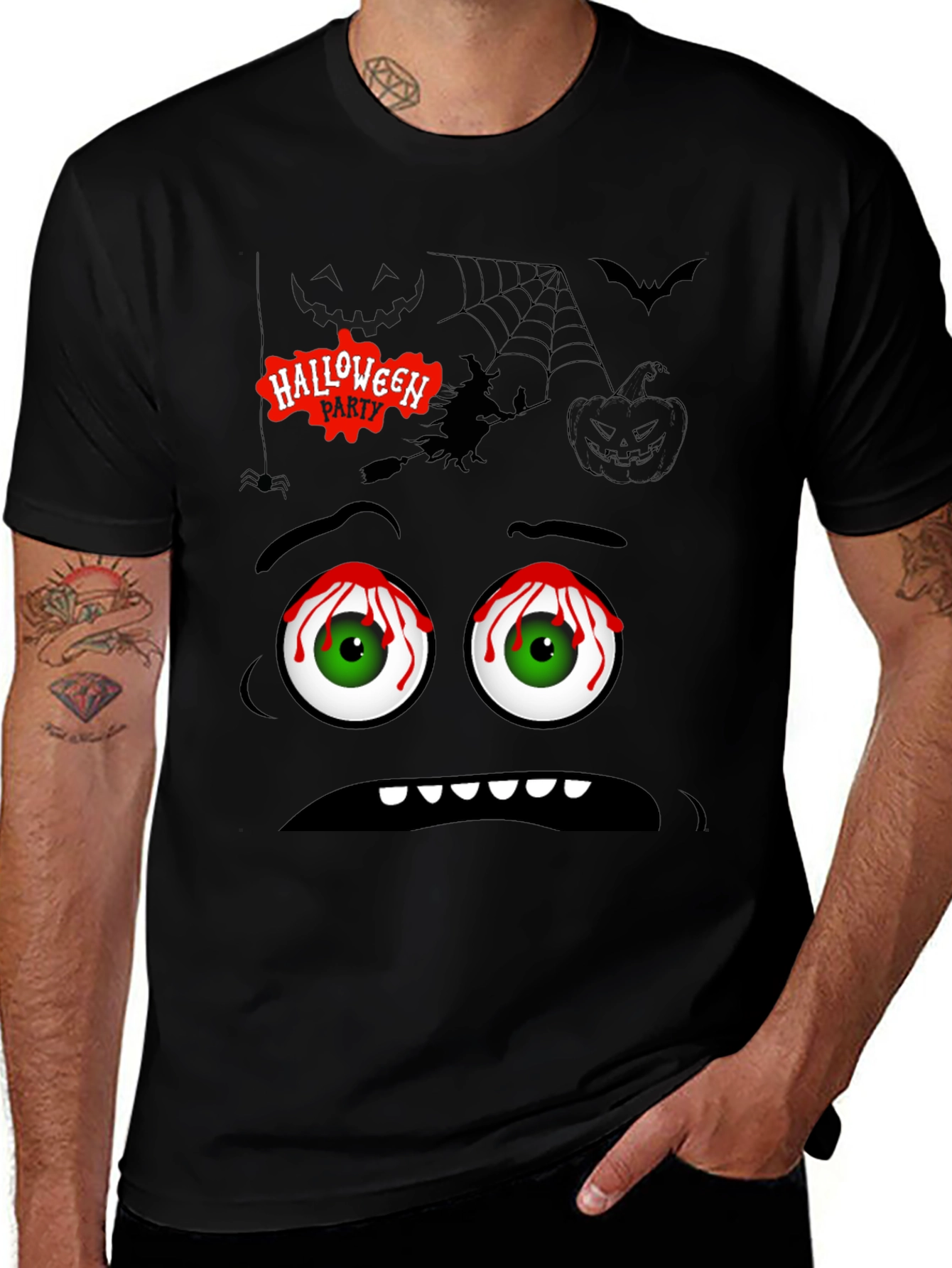 Halloween Graphic Tee - Spooky Cartoon Face