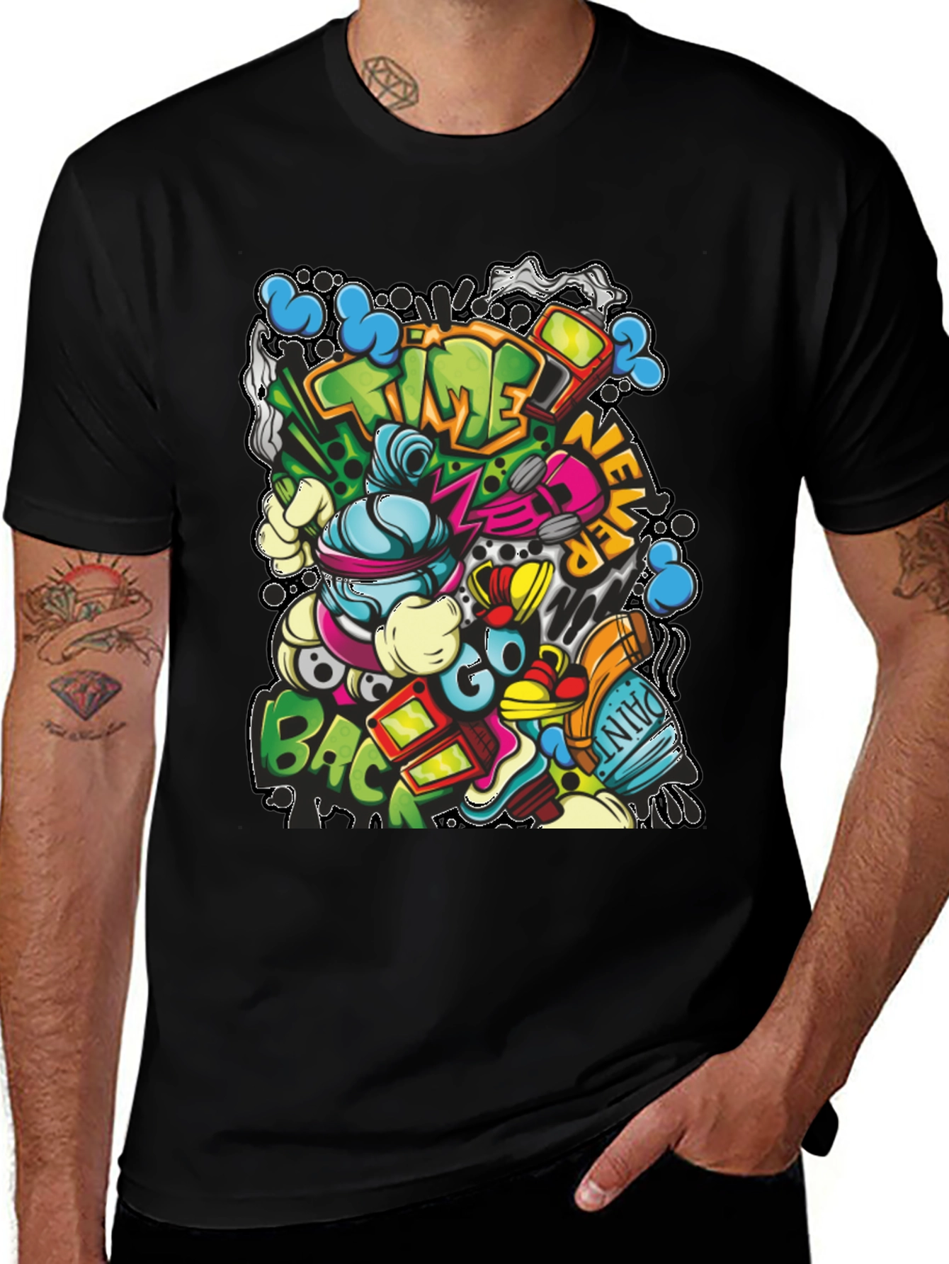 Graffiti Style T-Shirt - Time Never Goes Back