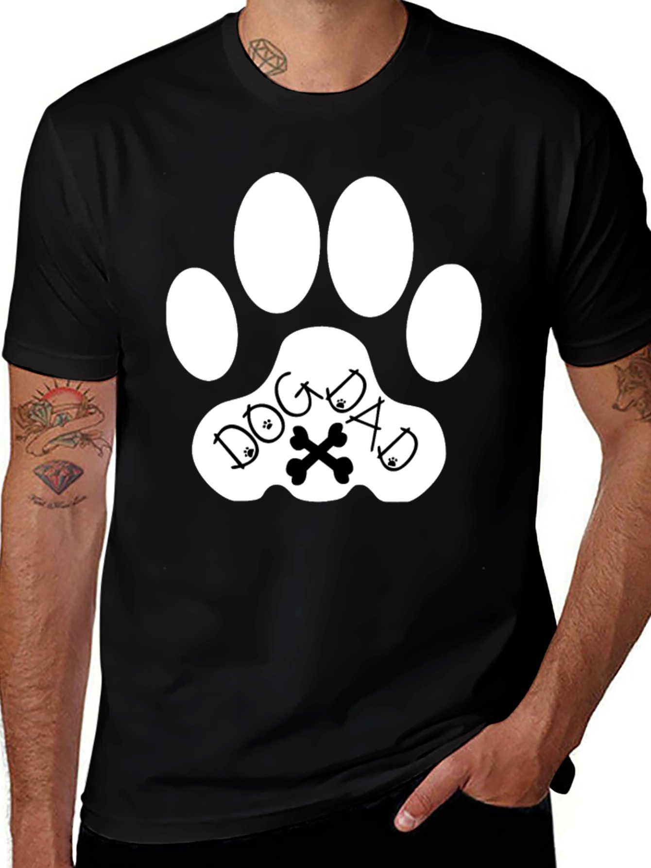 Variant 19 of Dog Dad Paw Print T-Shirt - Black