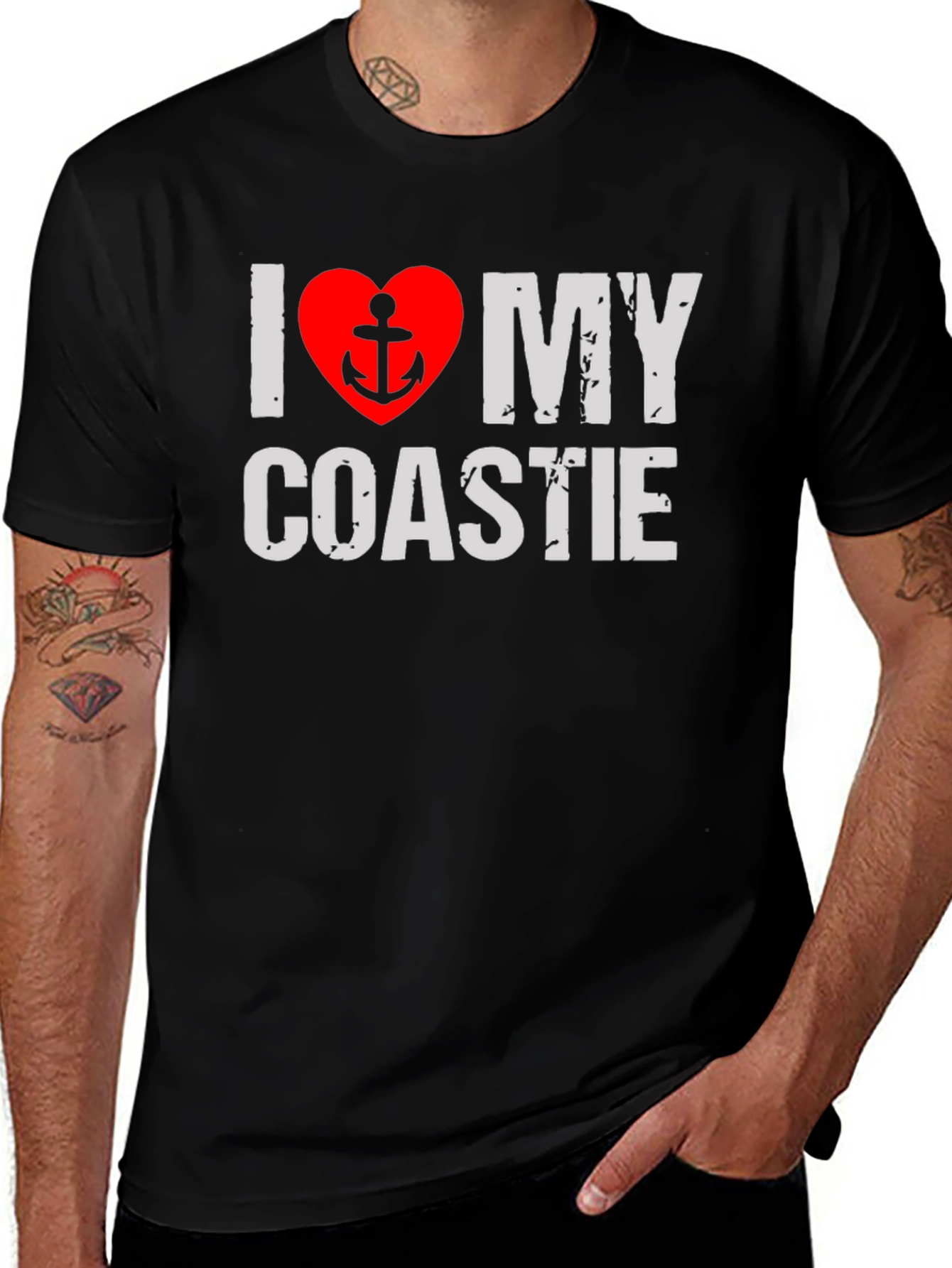 I Heart My Coastie T-Shirt - Black Cotton Graphic Tee