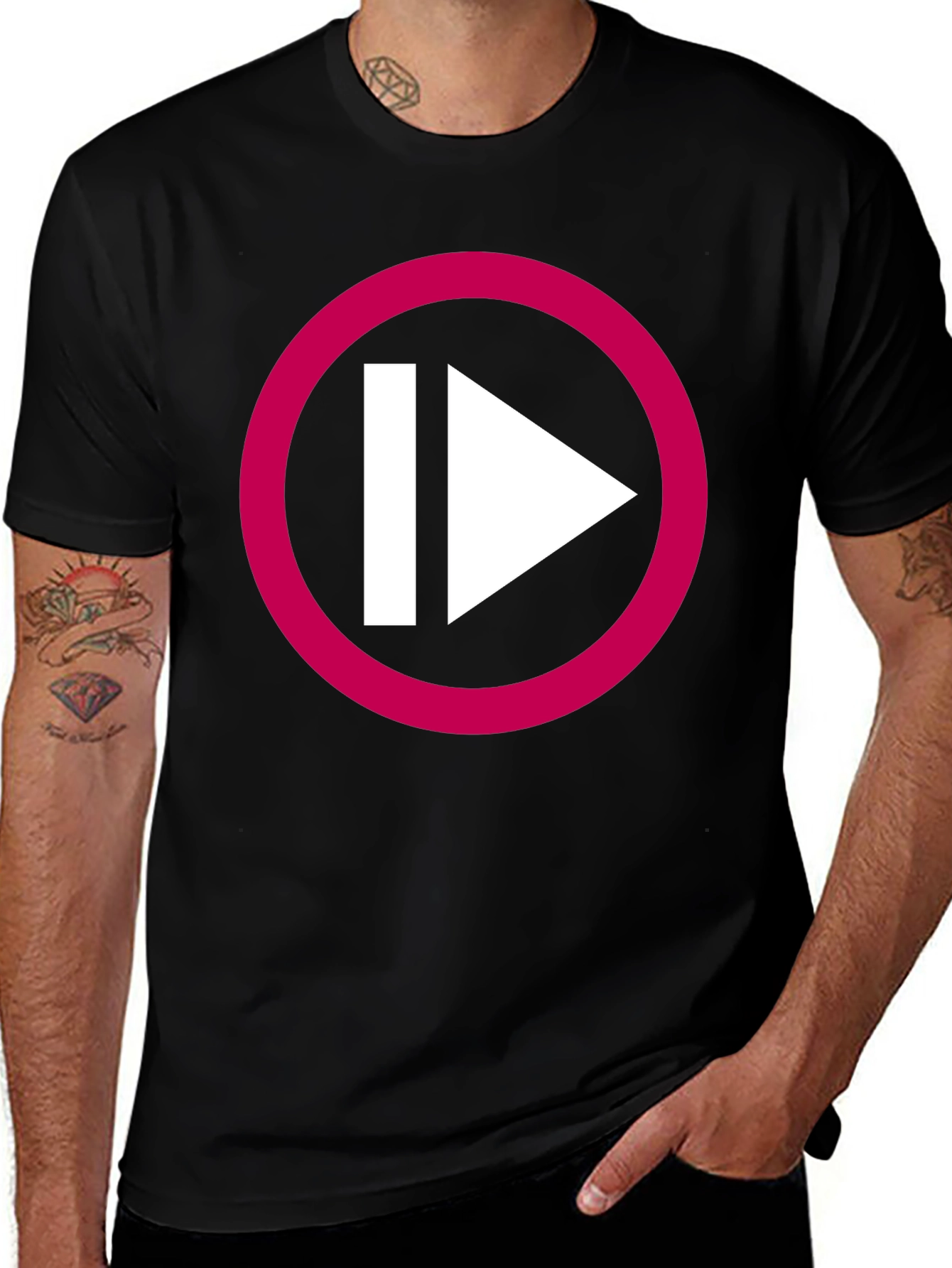 Variant 11 of Play/Pause T-Shirt - Black Graphic Tee