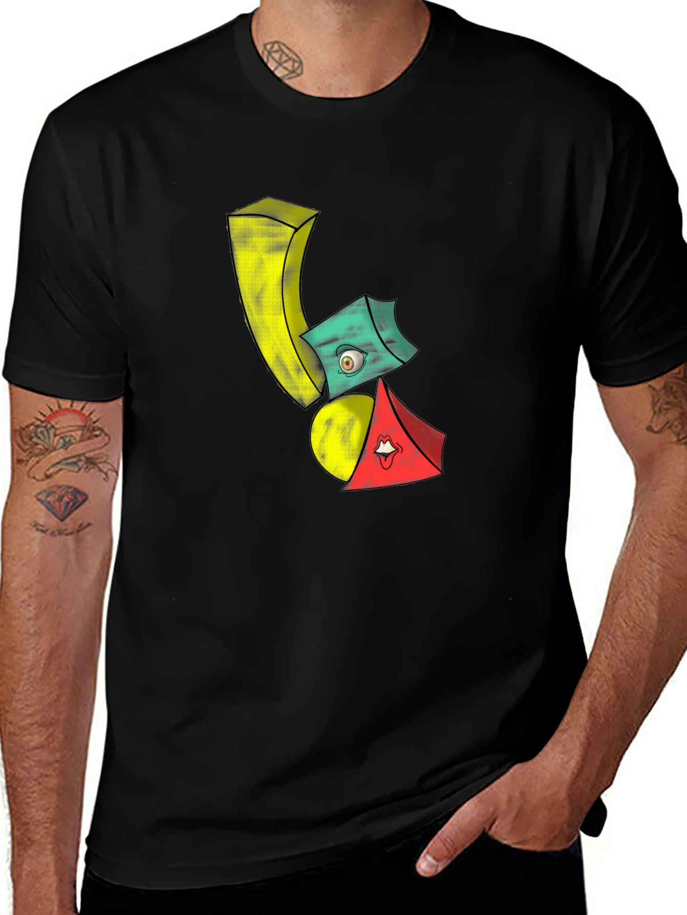 Variant 12 of Abstract Geometric Graphic Print Black T-Shirt
