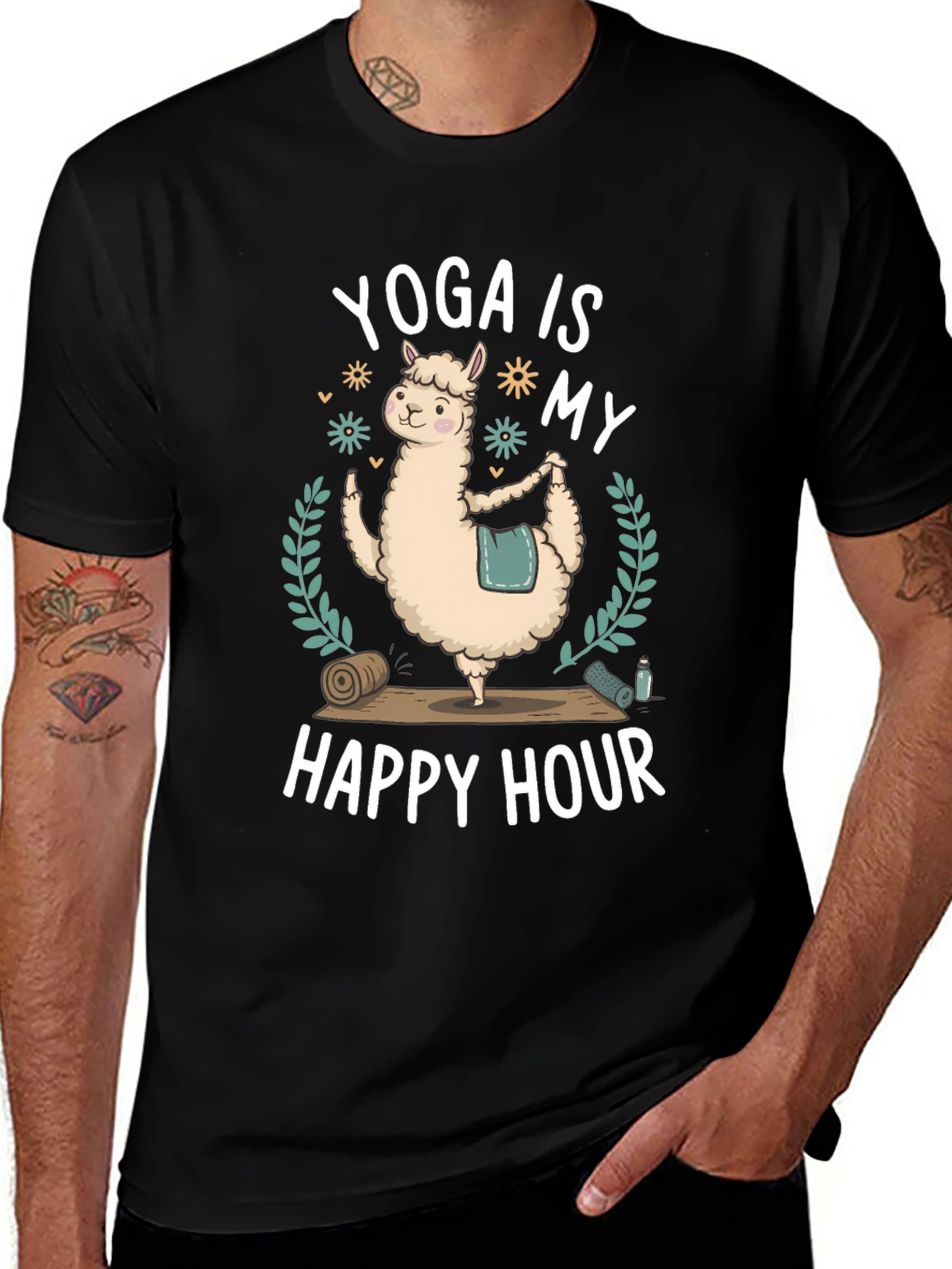 Variant 16 of Yoga Llama Graphic T-Shirt - Happy Hour Tee
