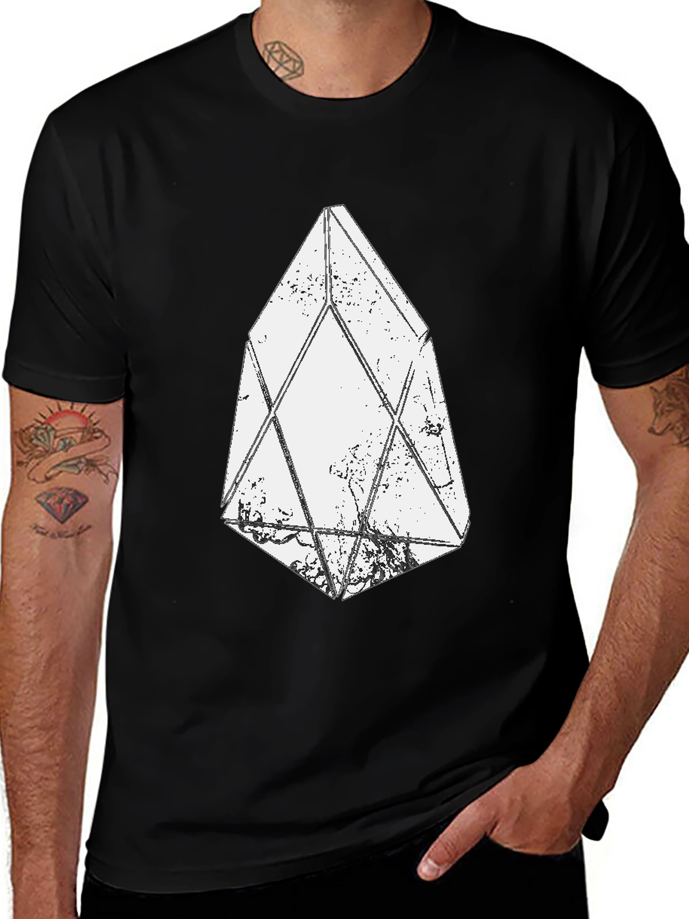 Geometric Crystal Graphic Black T-Shirt