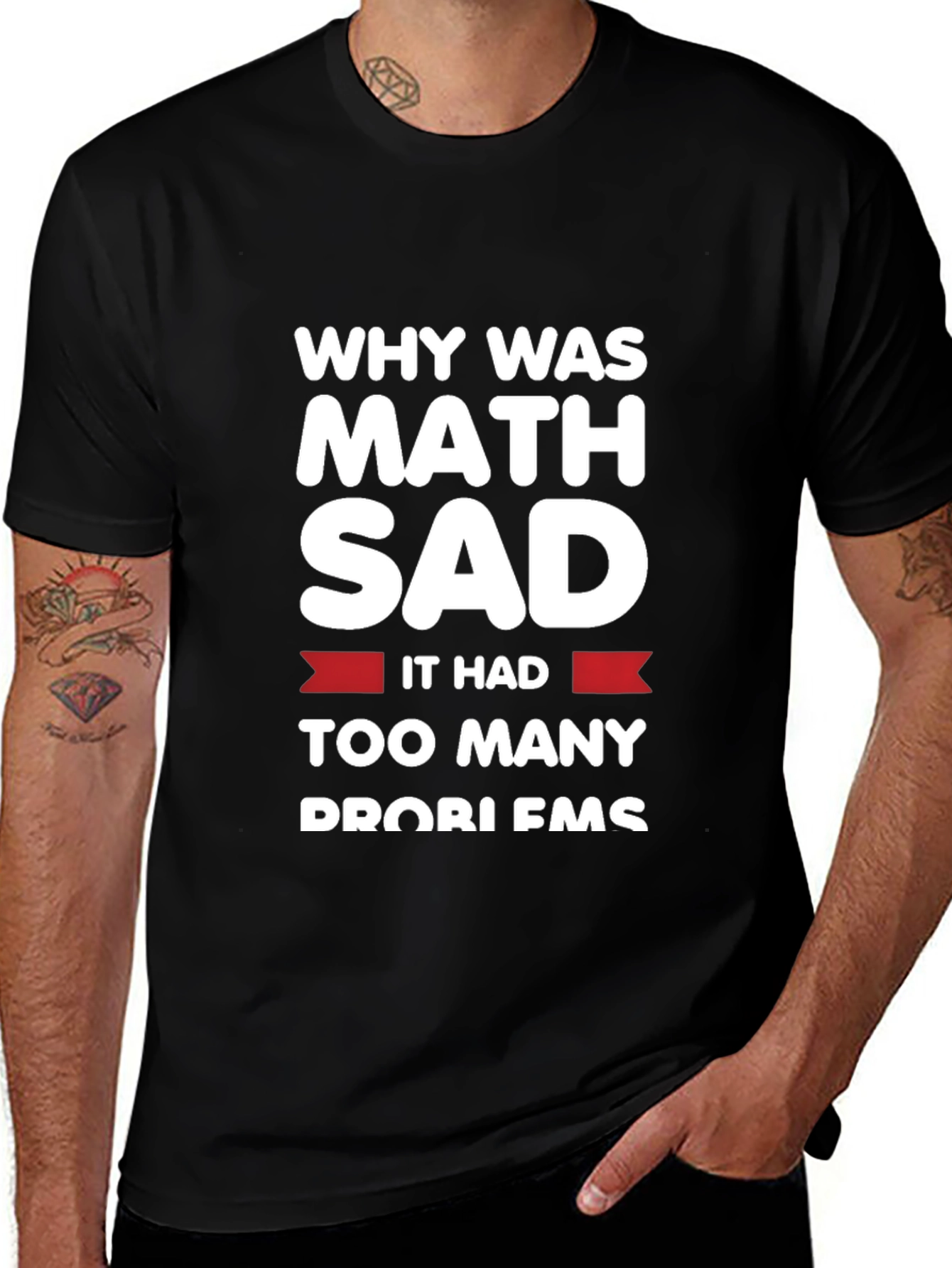 Variant 15 of Funny Math Problems T-Shirt - Why Was Math Sad?