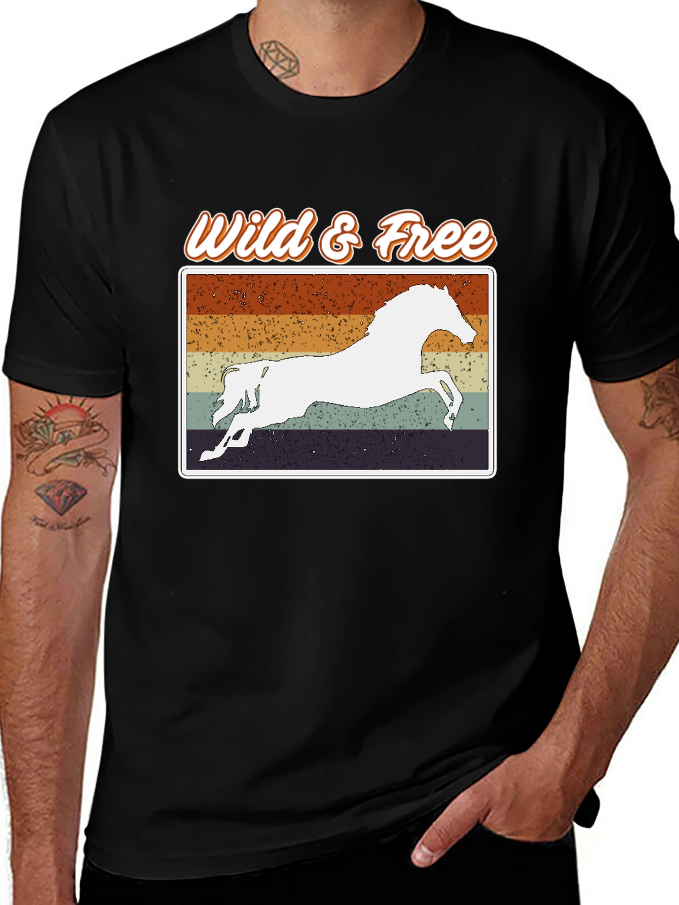 Variant 10 of Wild & Free Graphic T-Shirt - Retro Horse Tee