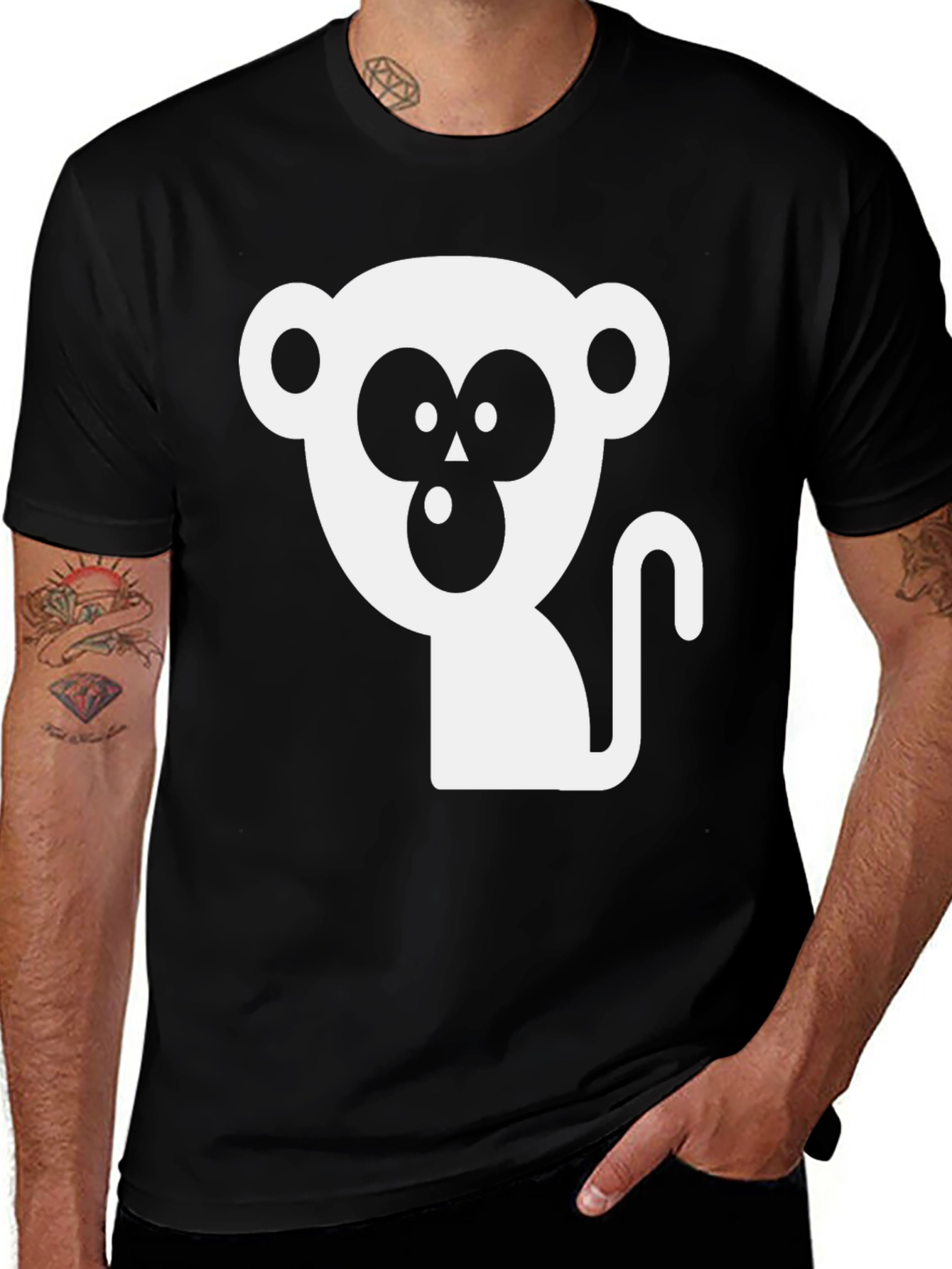 Variant 7 of Cool Monkey Graphic Tee - Black Cotton T-Shirt