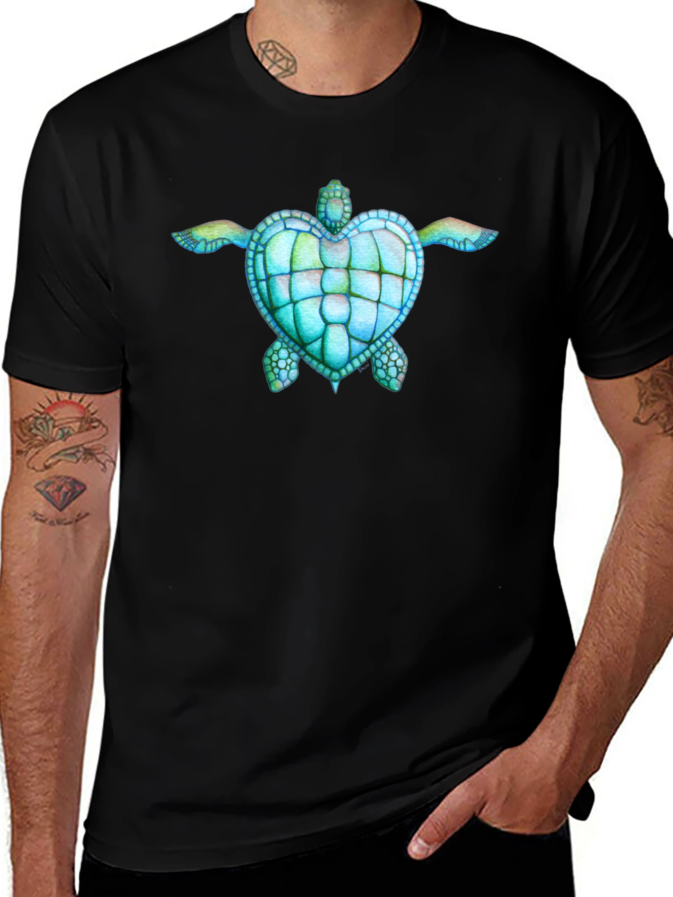 Variant 22 of Heart Turtle Black Tee