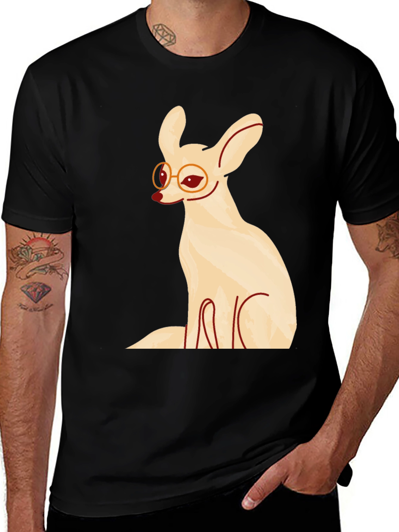 Variant 11 of Fennec Fox with Glasses Graphic T-Shirt