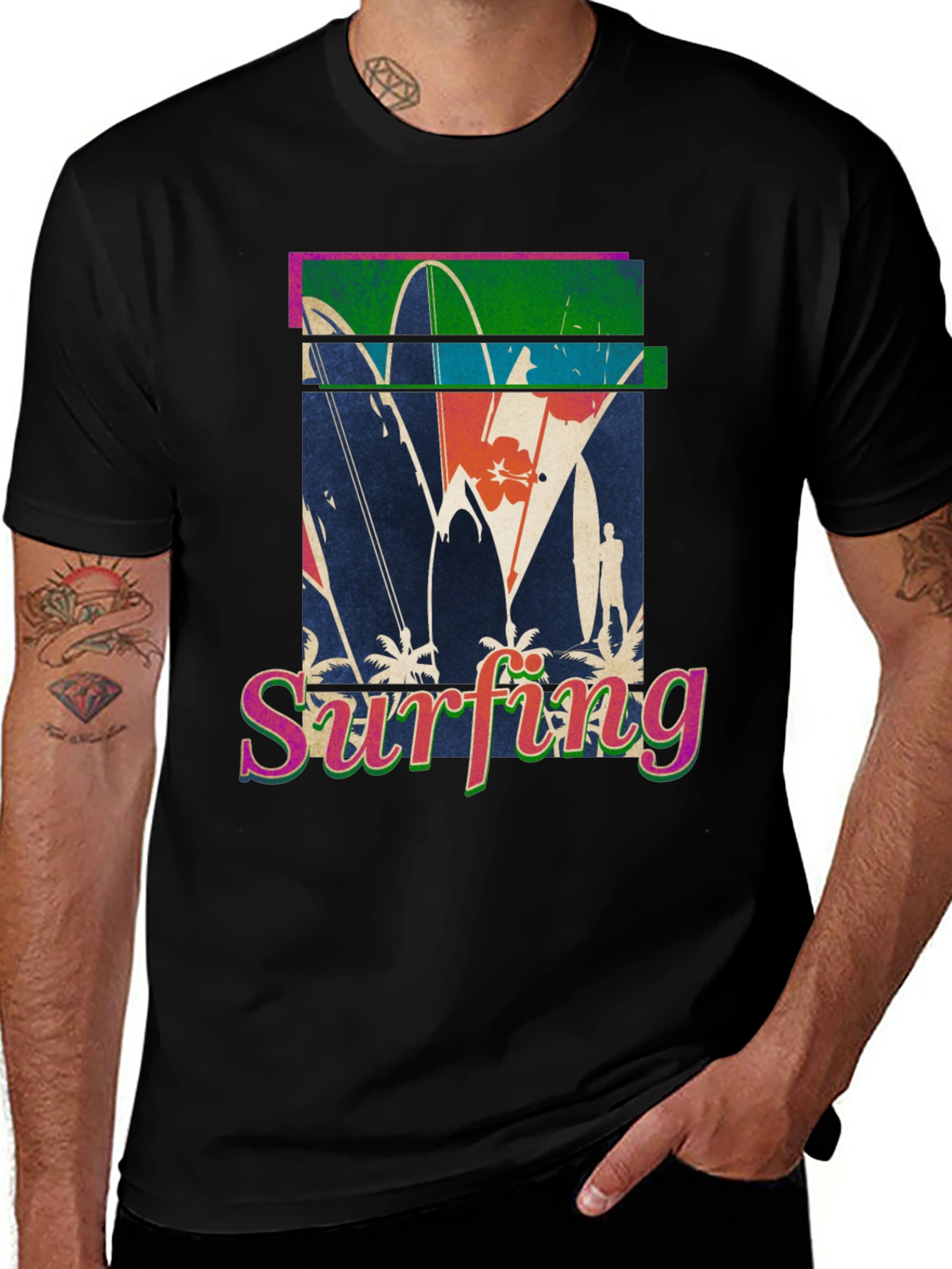 Variant 20 of Surfing Graphic Tee - Retro Summer Vibes