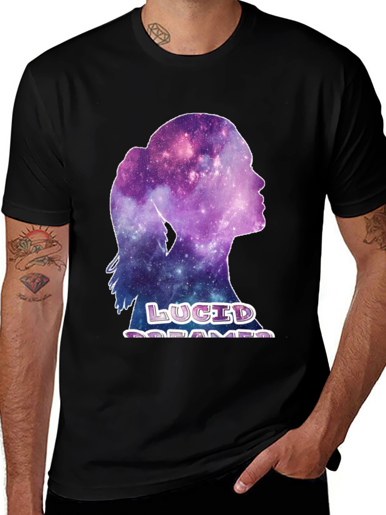 Variant 25 of Lucid Dreamer Galaxy Graphic Tee - Black Cotton Comfort