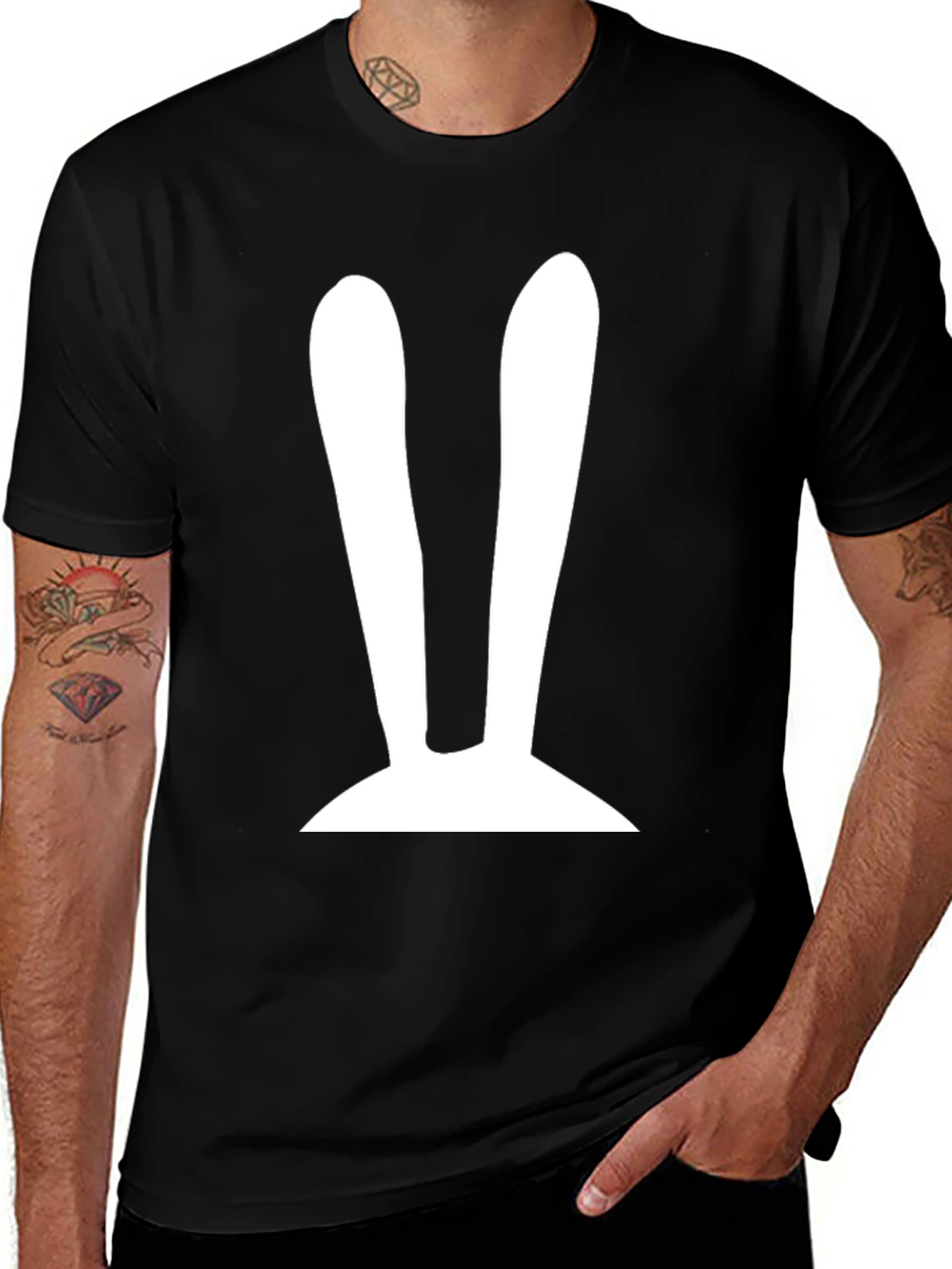 Variant 25 of Bunny Ears Graphic Black T-Shirt