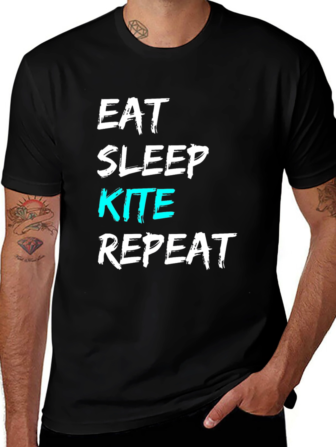 Eat Sleep Kite Repeat T-Shirt - Novelty Kitesurfing Tee