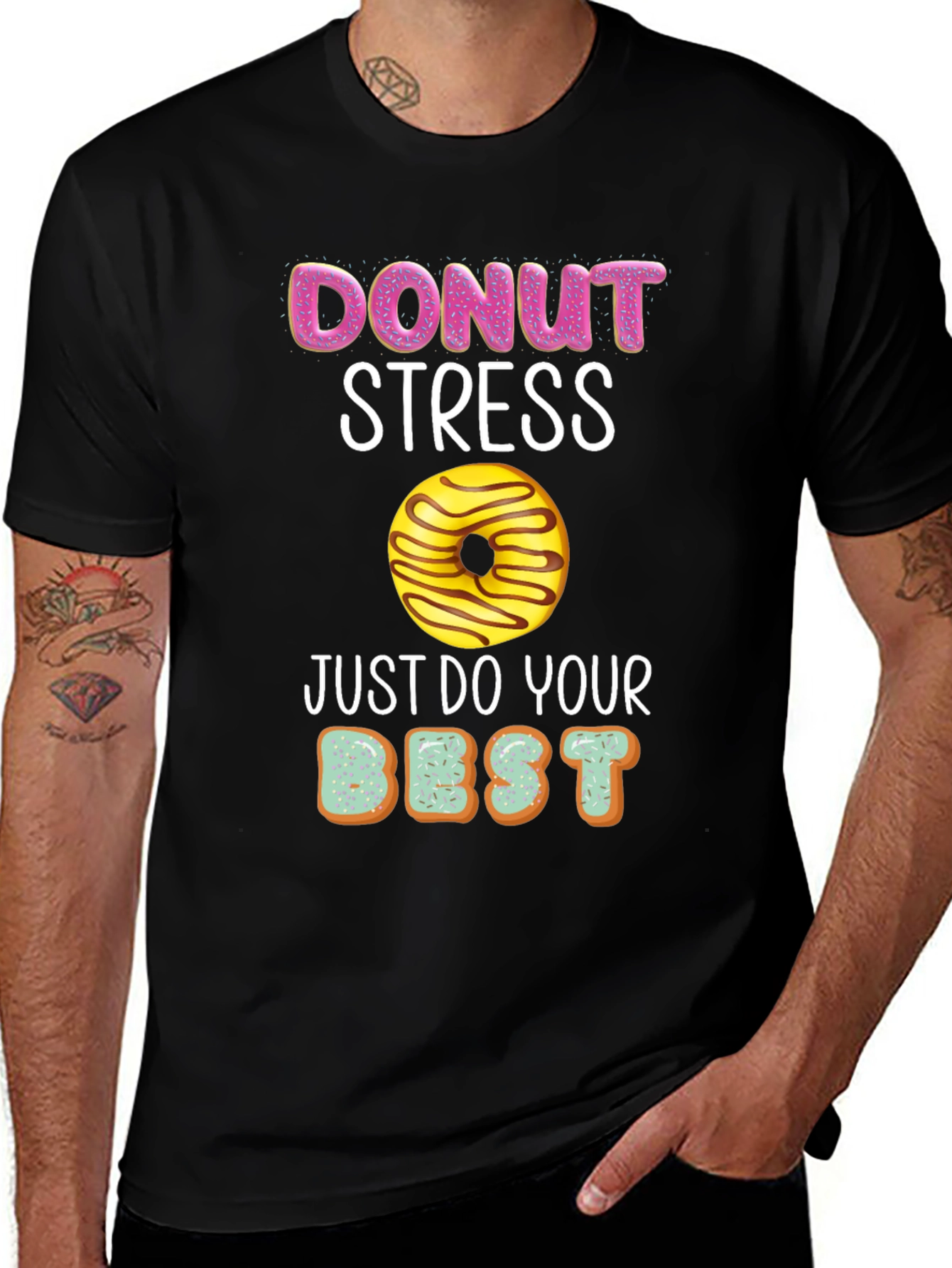 Variant 20 of Donut Stress T-Shirt - Funny Relax Graphic Tee