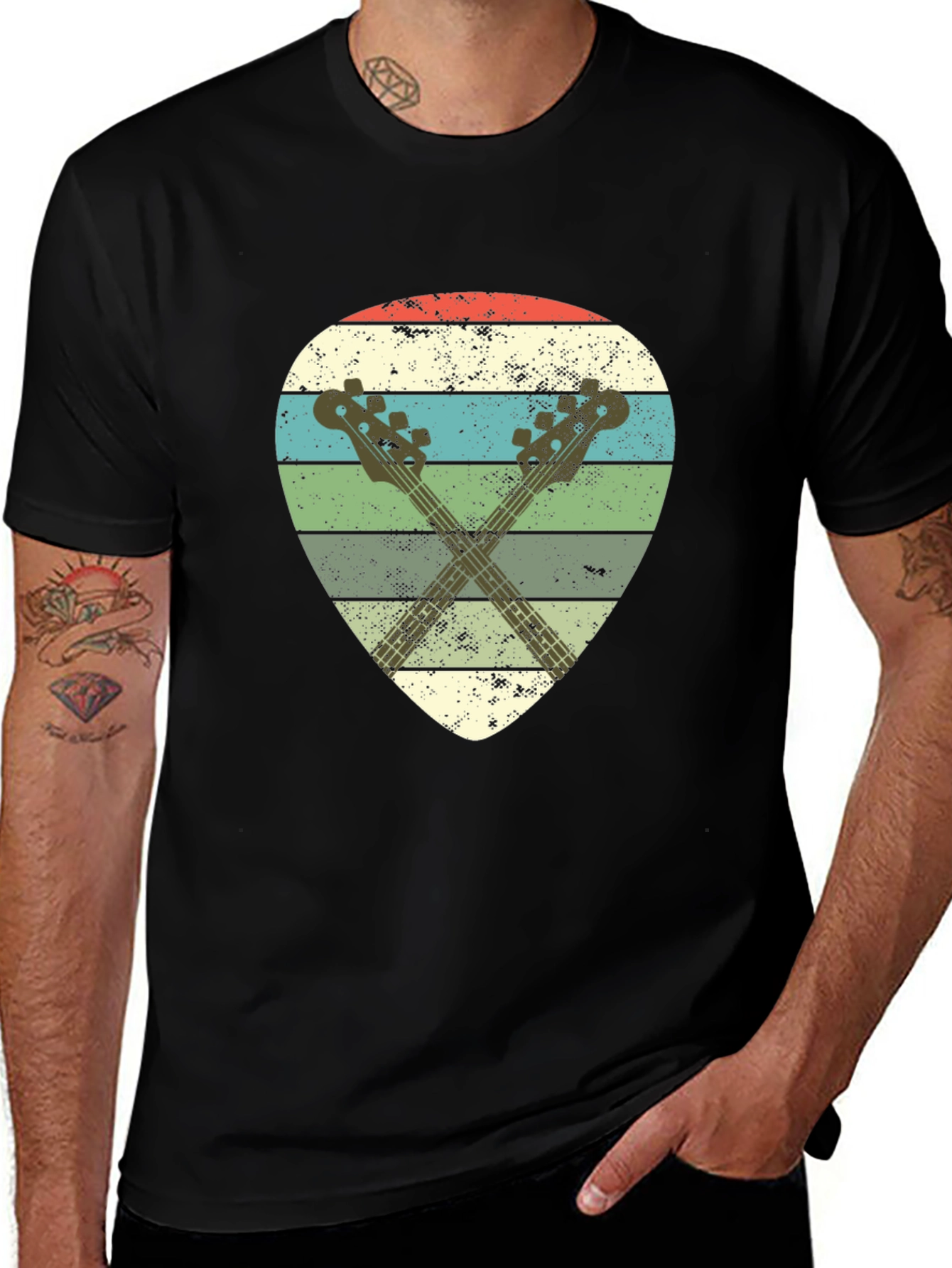 Variant 27 of Retro Guitar Pick T-Shirt - Musician's Style