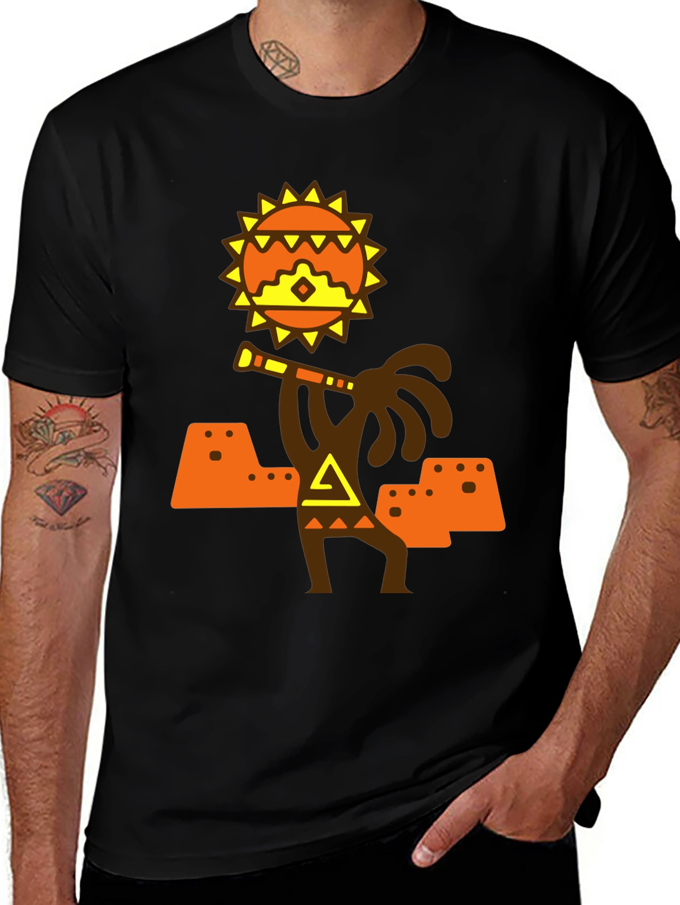 Variant 15 of Aztec Sun God T-Shirt - Stylish Graphic Tee