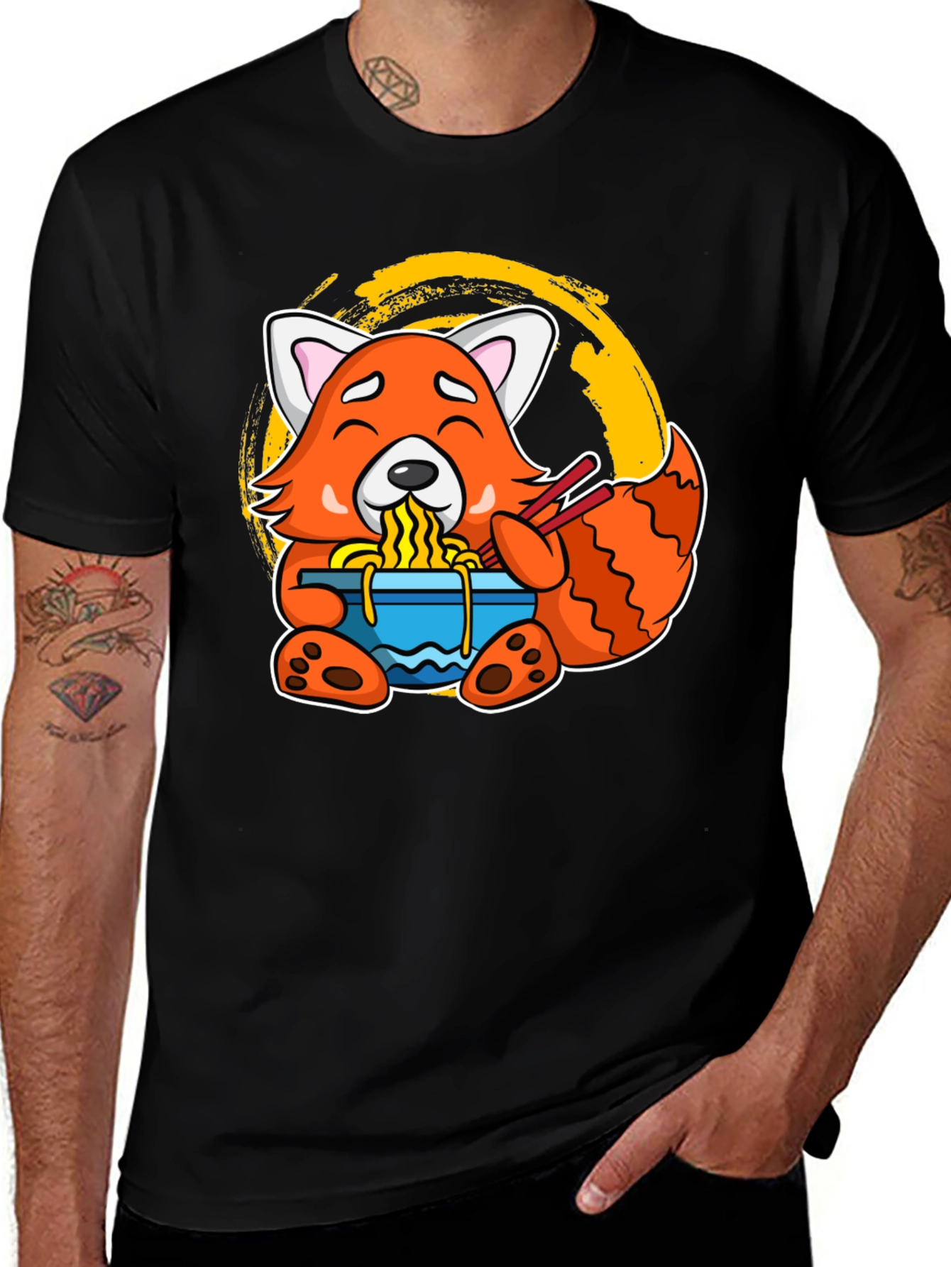Variant 3 of Ramen Red Panda Graphic Tee - Cute & Stylish!