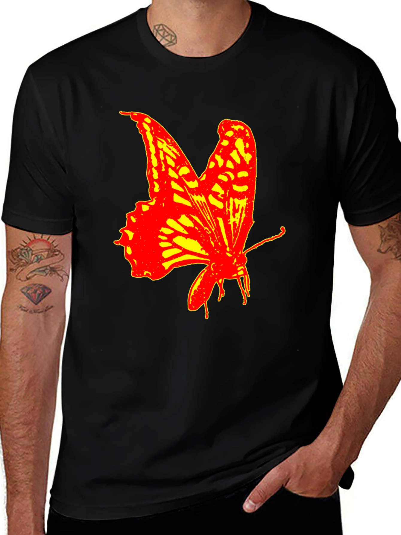Variant 18 of Bold Butterfly Graphic Print T-Shirt - Black