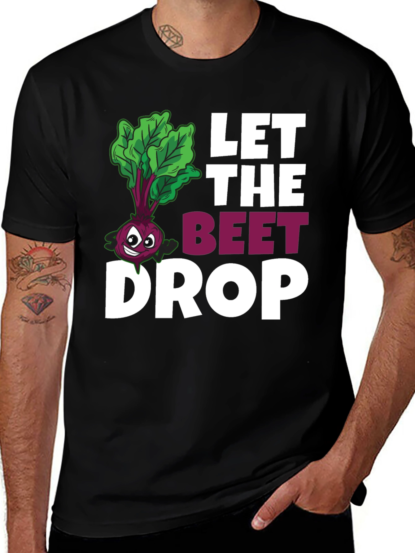 Black Let The Beet Drop Funny Graphic T-Shirt main image
