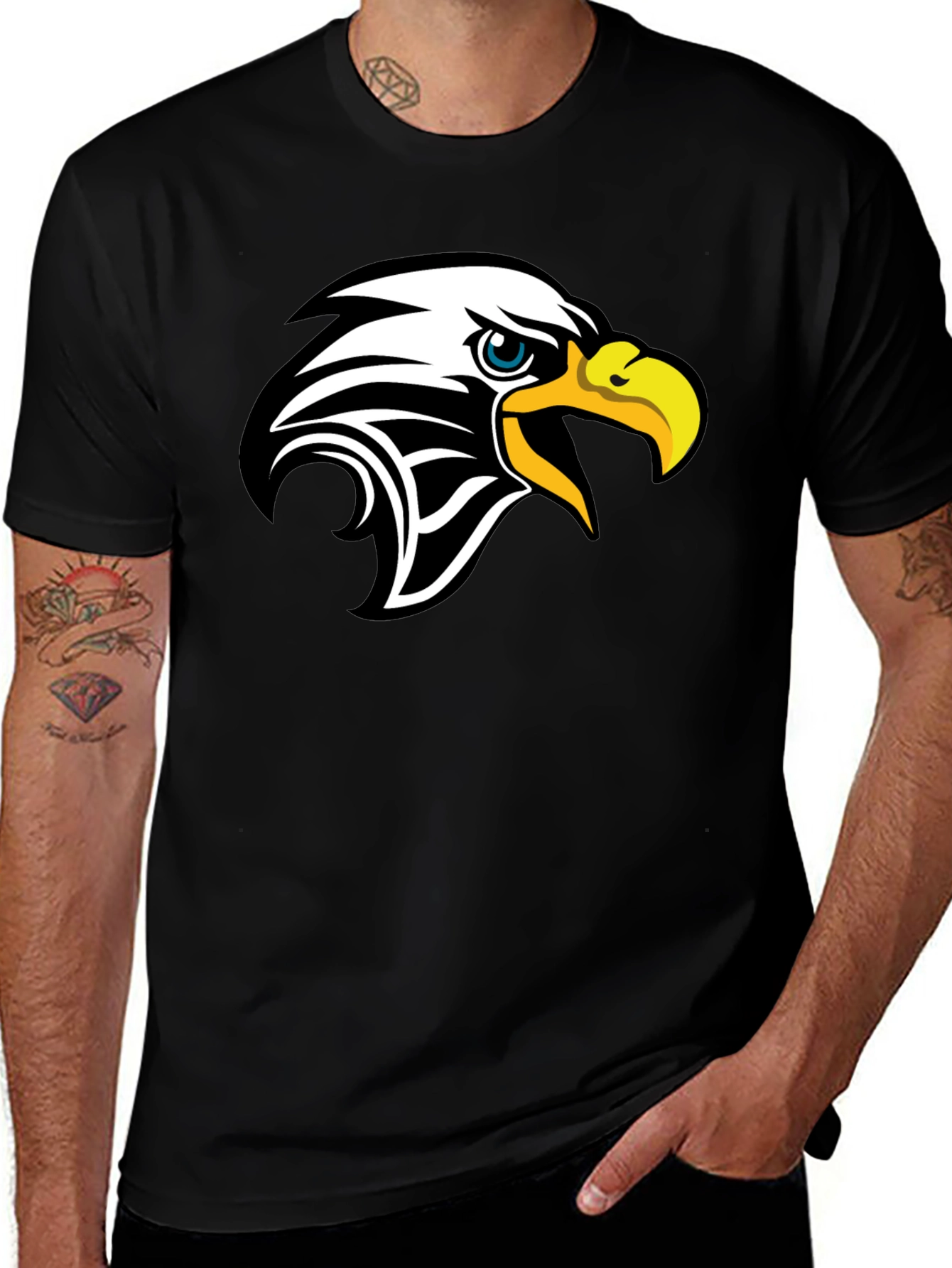 Variant 7 of Black T-Shirt with Eagle Head Graphic