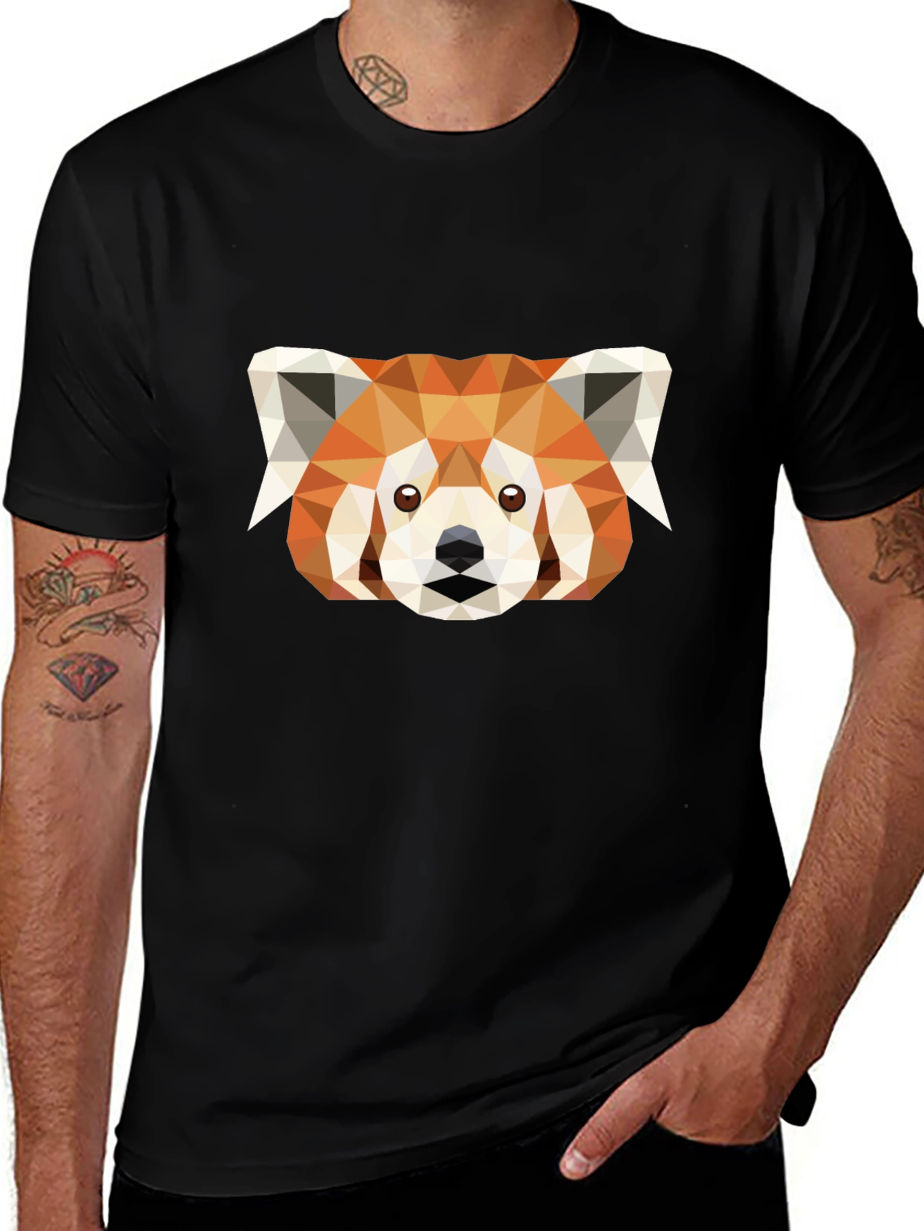 Variant 10 of Geometric Red Panda Graphic Tee - Soft Cotton Blend