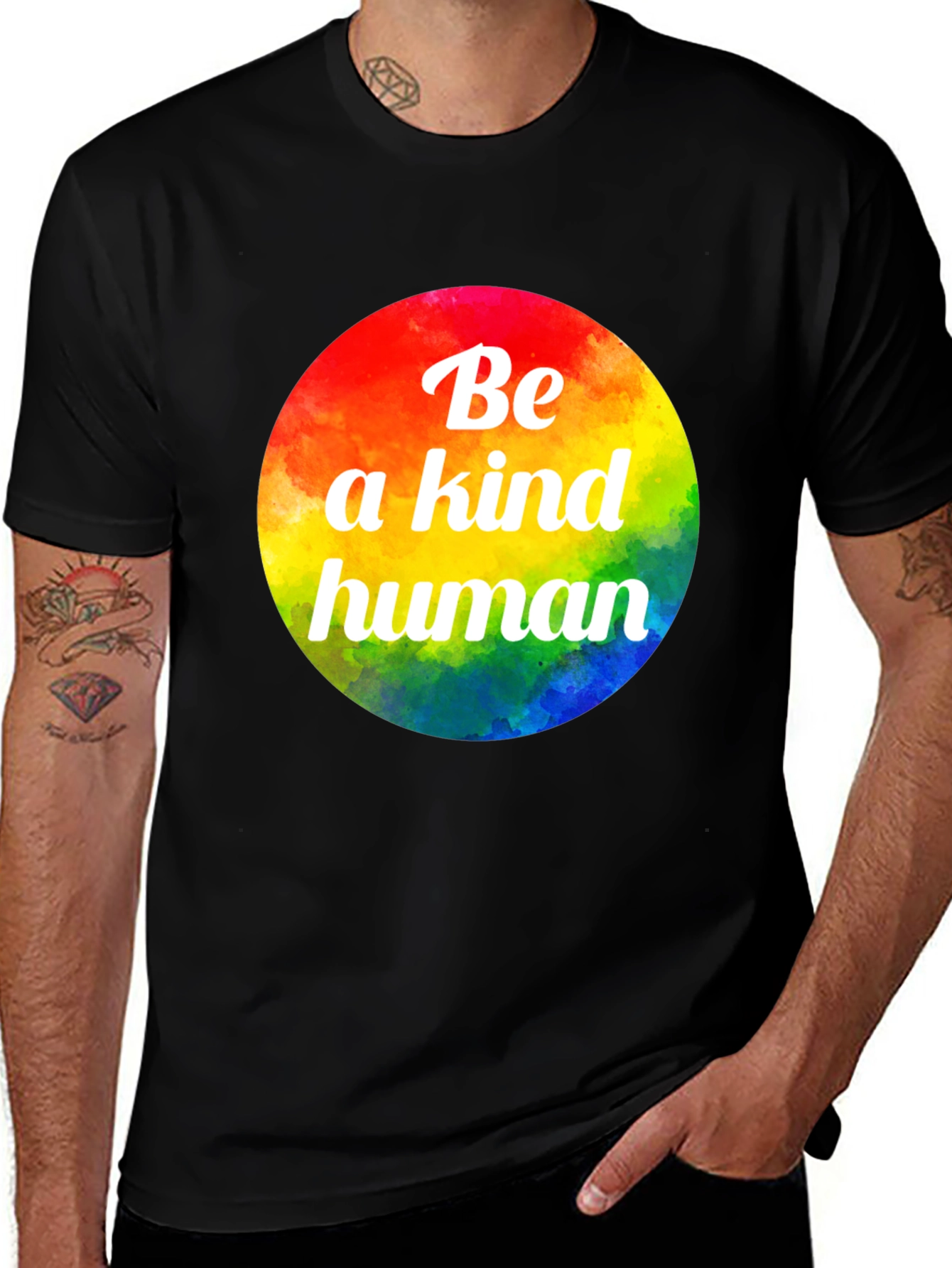 Variant 12 of Be a Kind Human Rainbow Graphic Tee