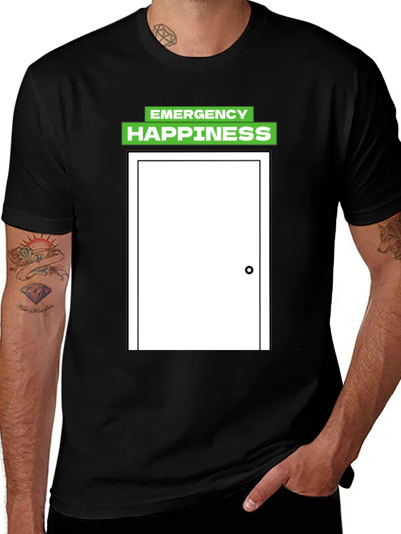 Variant 22 of Emergency Happiness Door Graphic Tee