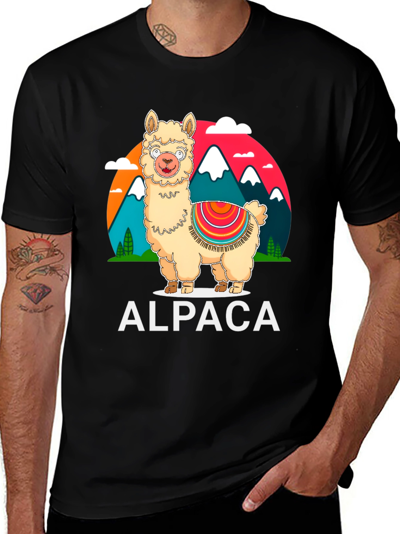 Variant 17 of Alpaca Graphic Tee - Mountain Design T-Shirt