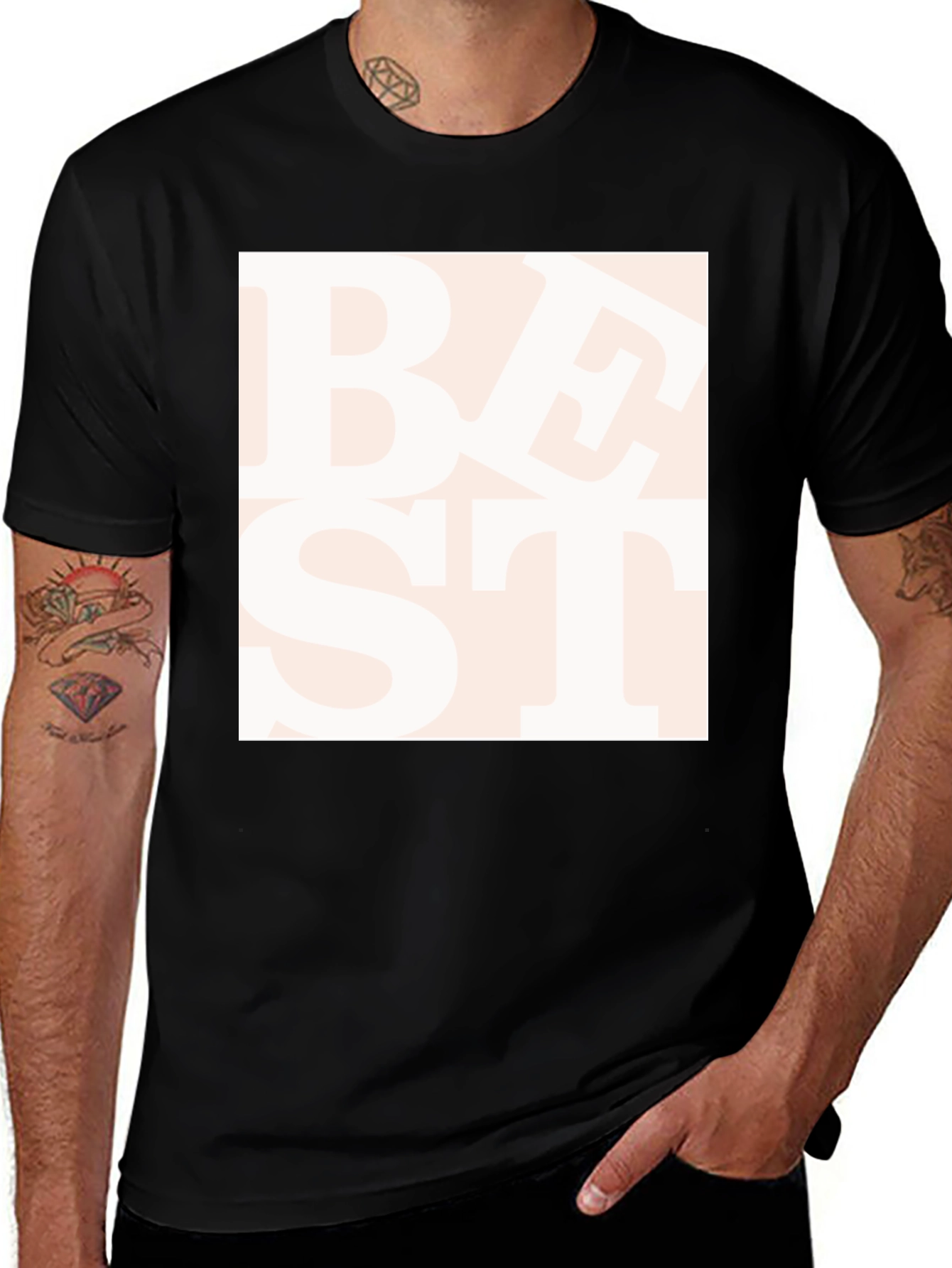 Variant 23 of Trendy Best Text Graphic Black T-Shirt