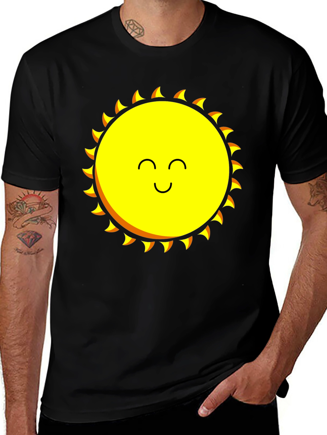 Variant 25 of Happy Sun Graphic Tee - Mens Black T-Shirt