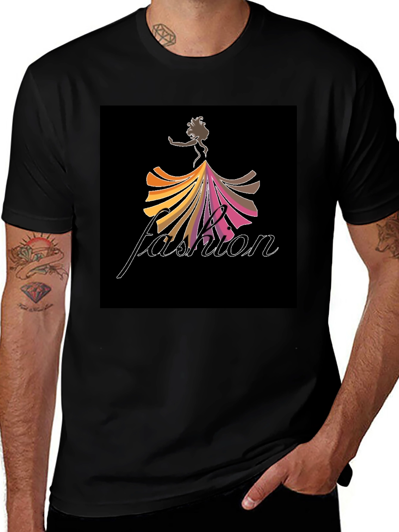 Variant 26 of Fashion Print Black T-Shirt