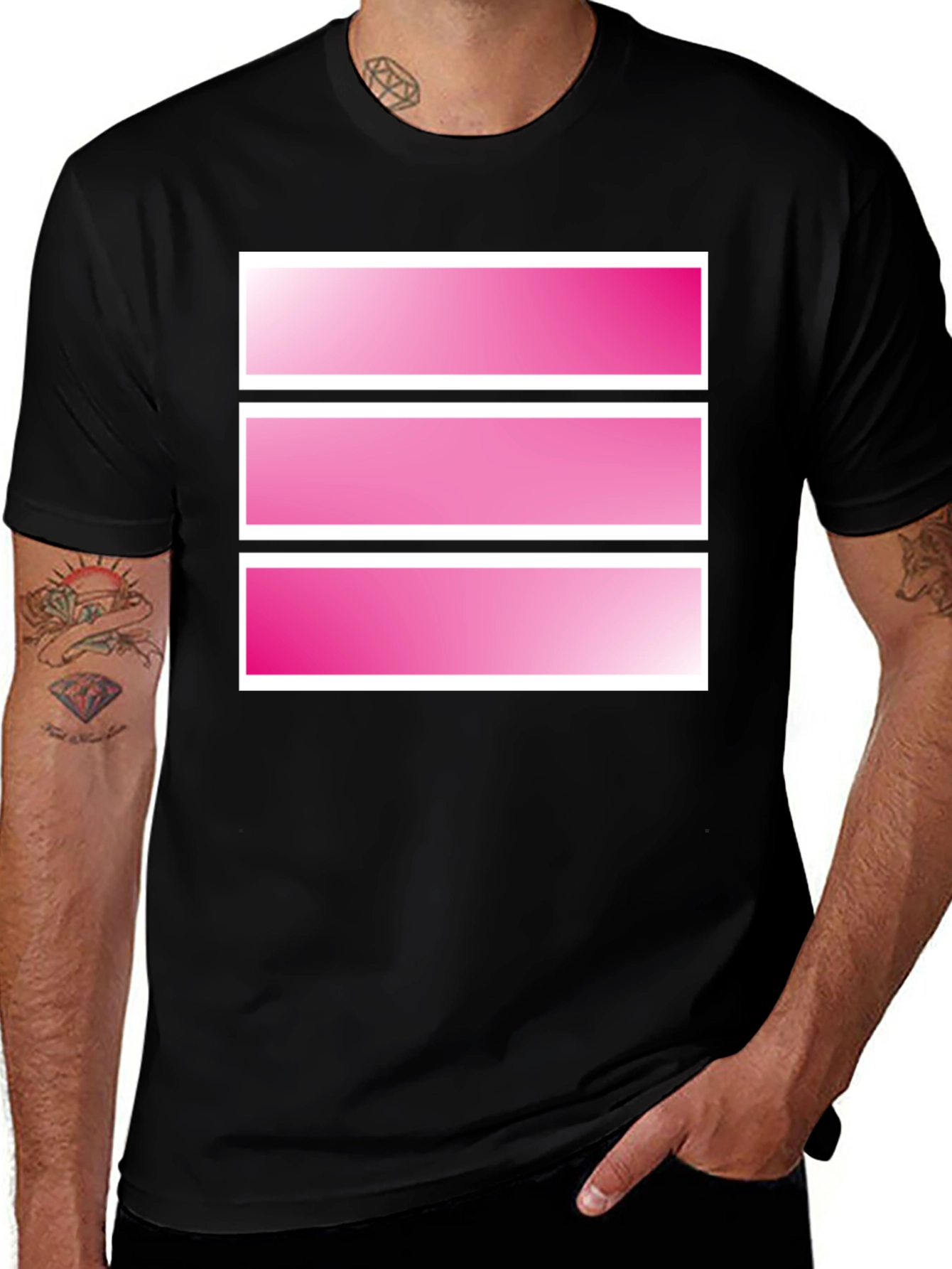 Variant 17 of Stylish Black T-Shirt with Pink Stripes