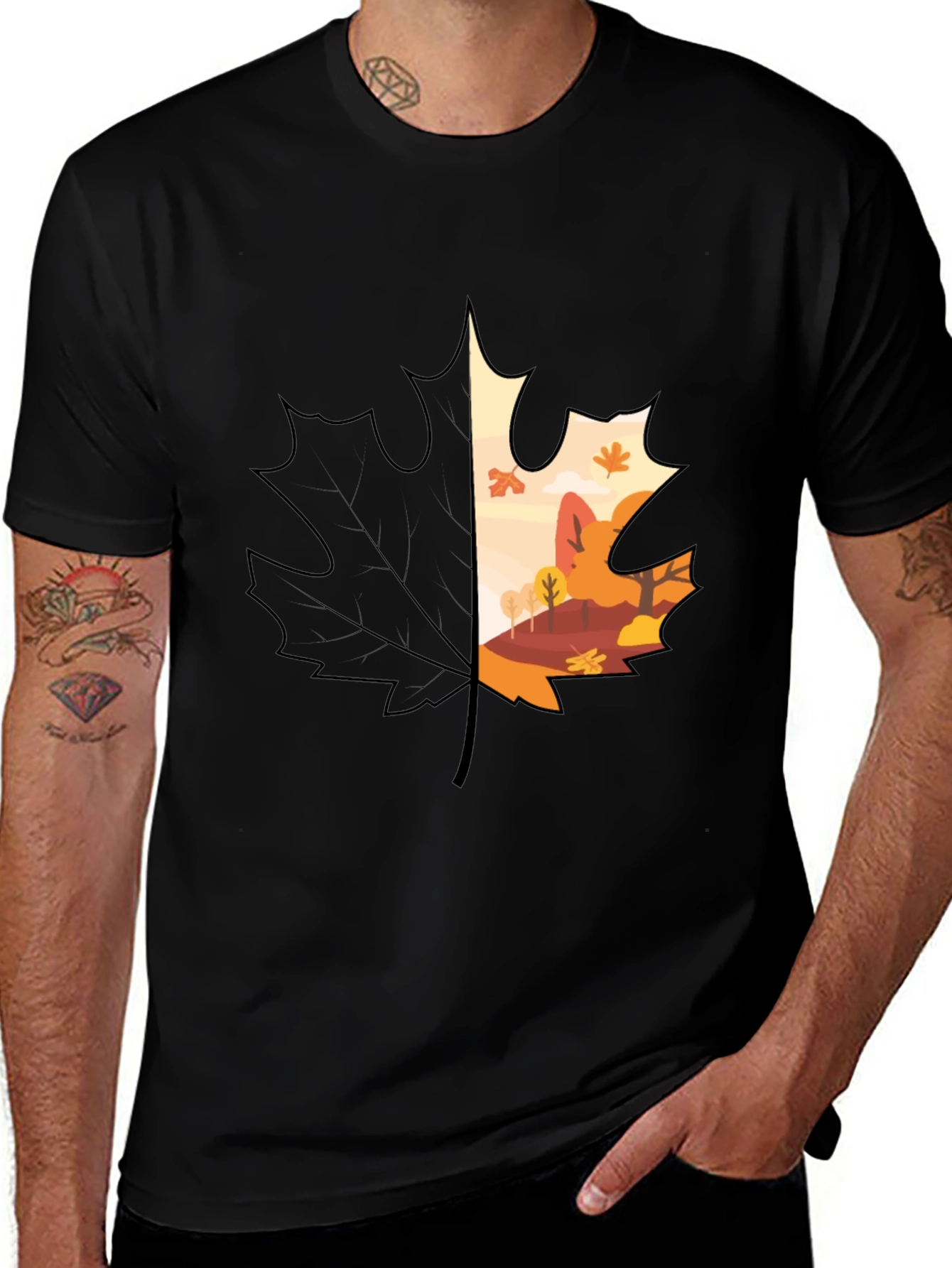 Variant 29 of Autumn Leaf Graphic T-Shirt - Nature Inspired Design