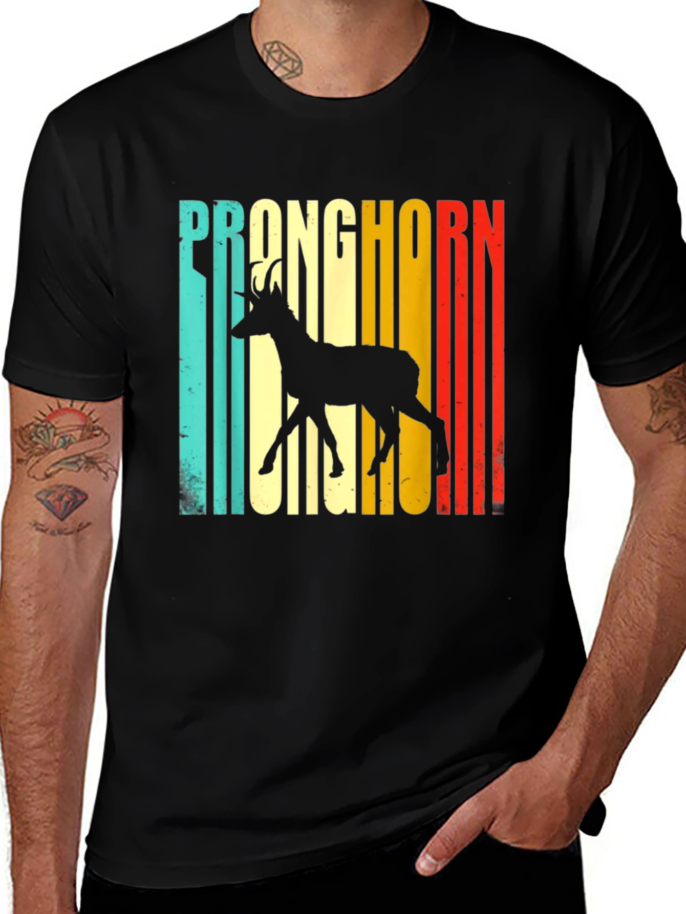 Pronghorn Graphic Tee - Retro Striped Design