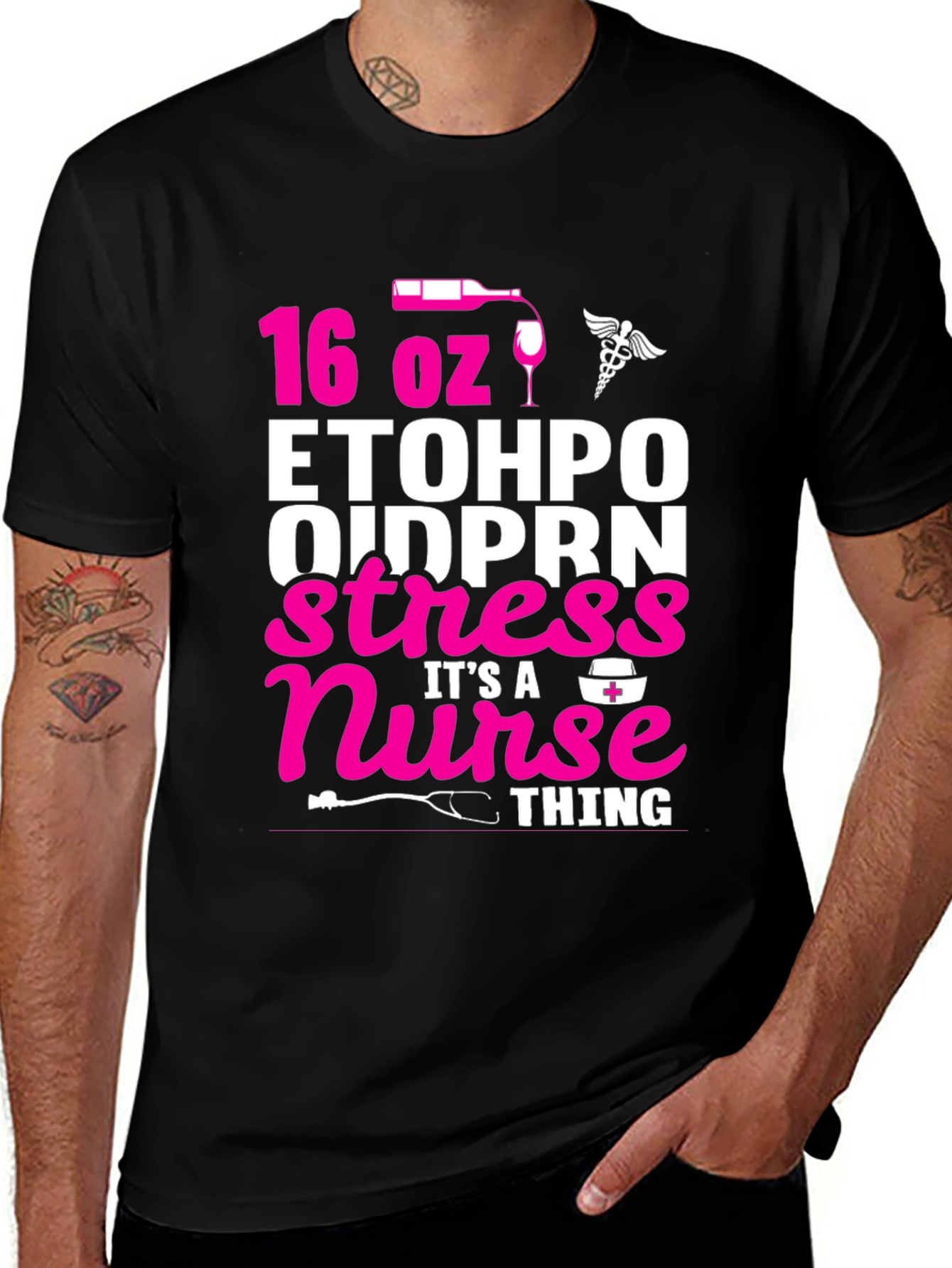 Variant 8 of 16 oz ETOH PO Nurse Stress Relief T-Shirt