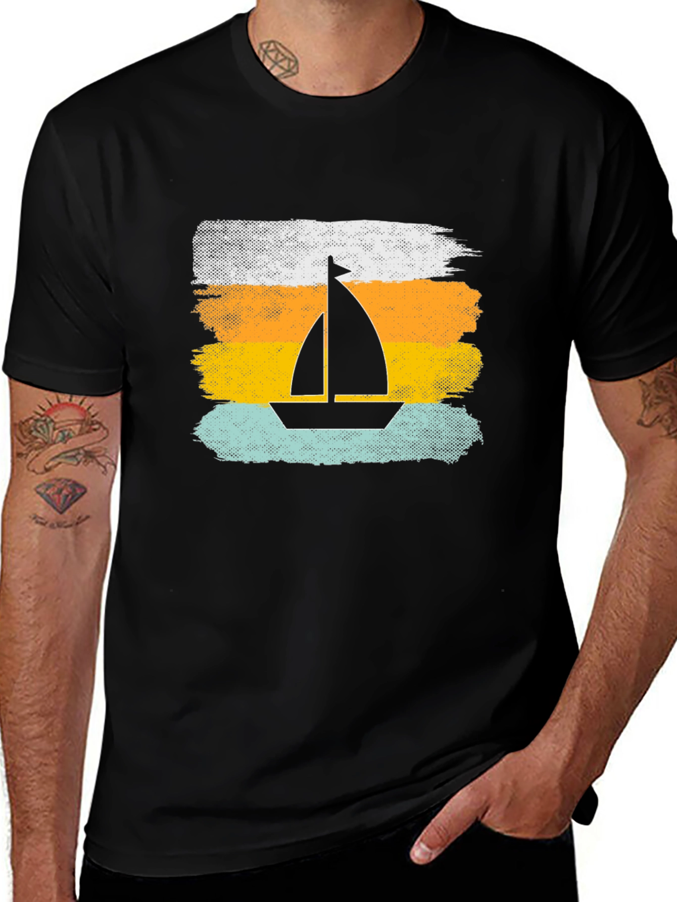 Variant 3 of Sailboat Graphic Tee - Vintage Style Men's T-Shirt
