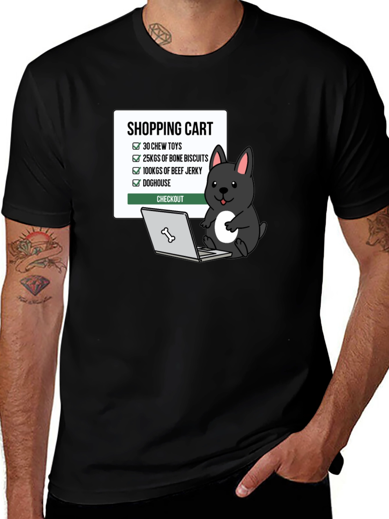 Funny Dog Shopping Cart T-Shirt
