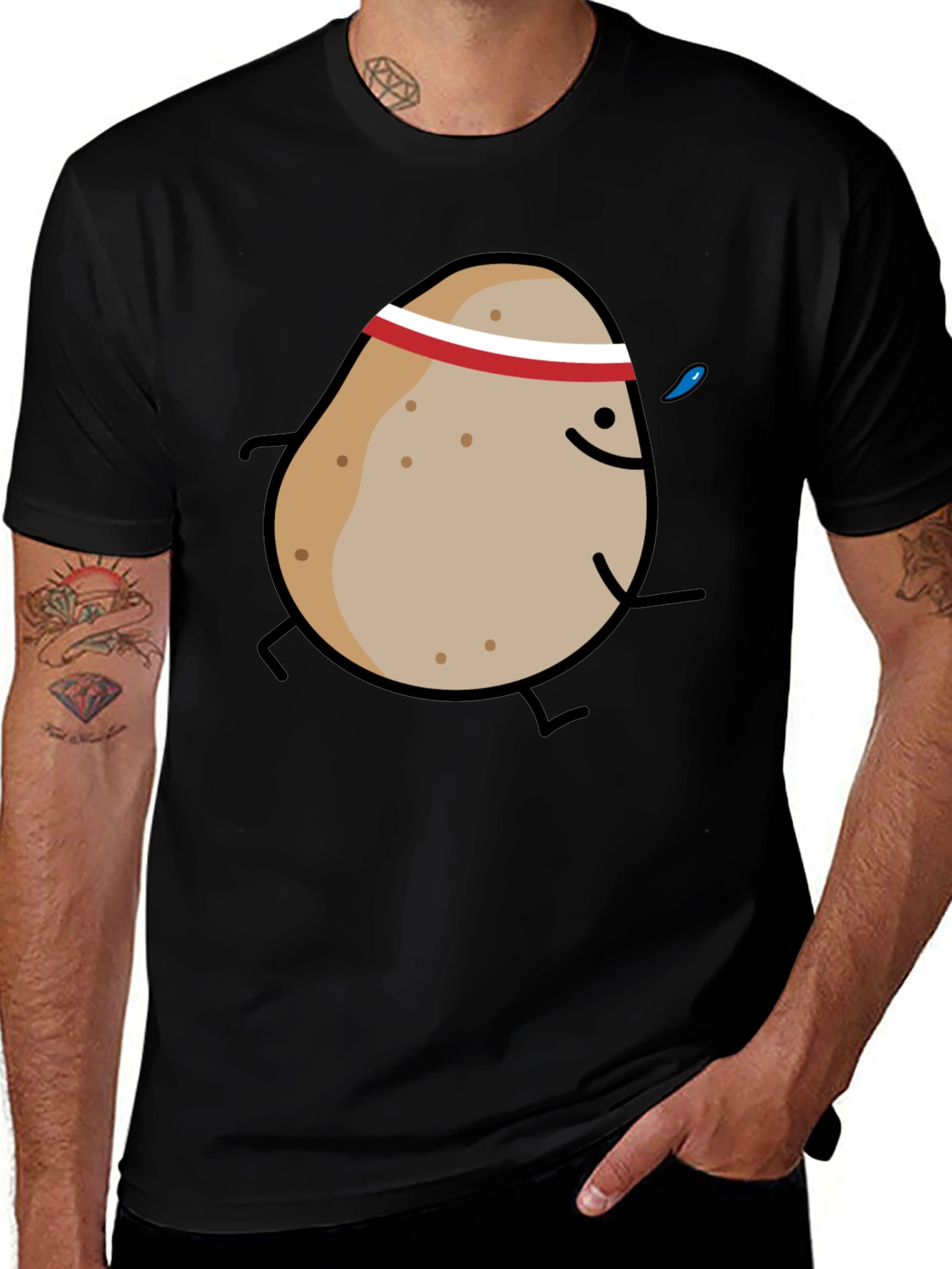Variant 17 of Running Potato Graphic Tee - Black Cotton T-Shirt