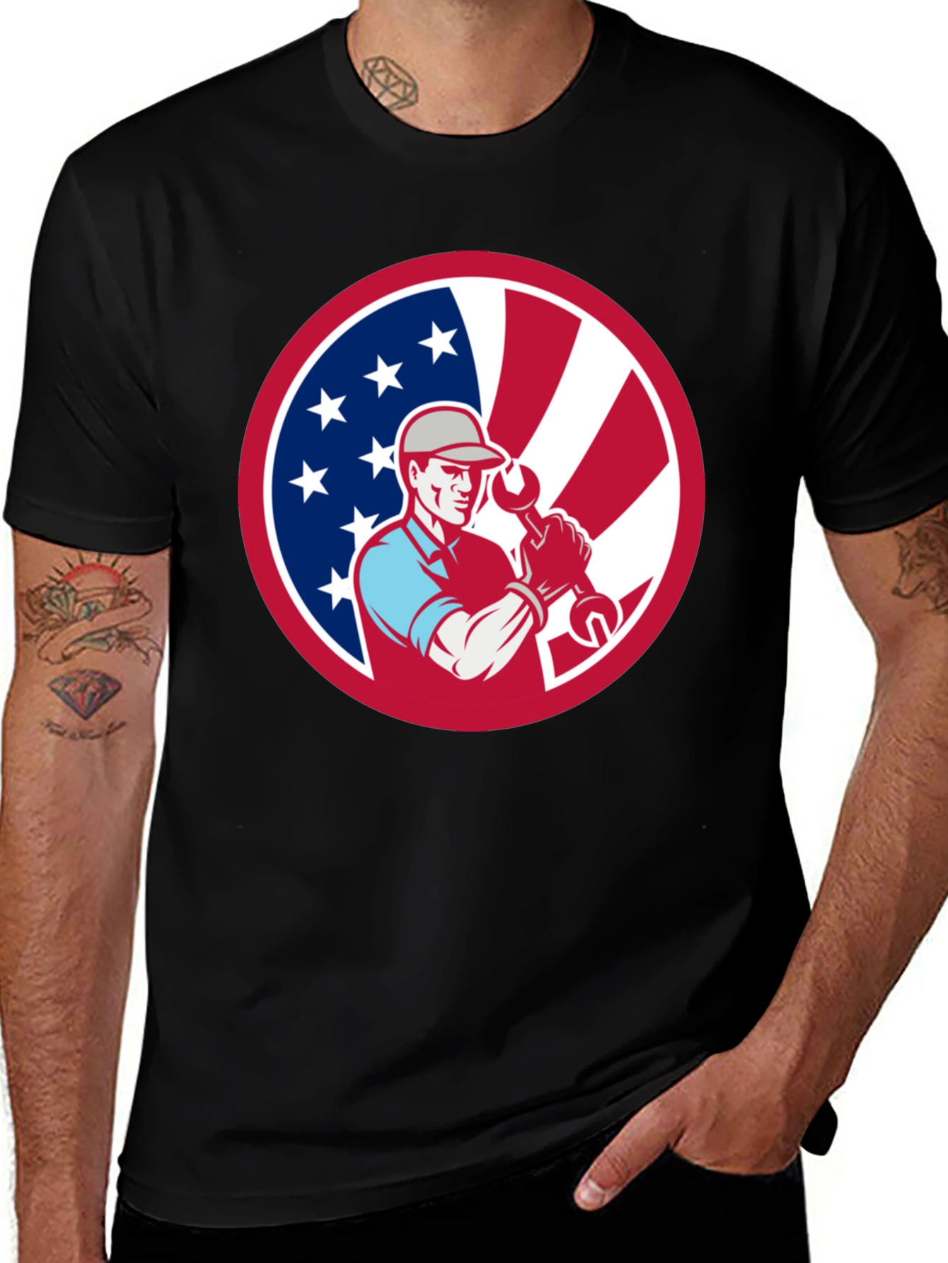 Patriotic Mechanic T-Shirt - USA Pride!