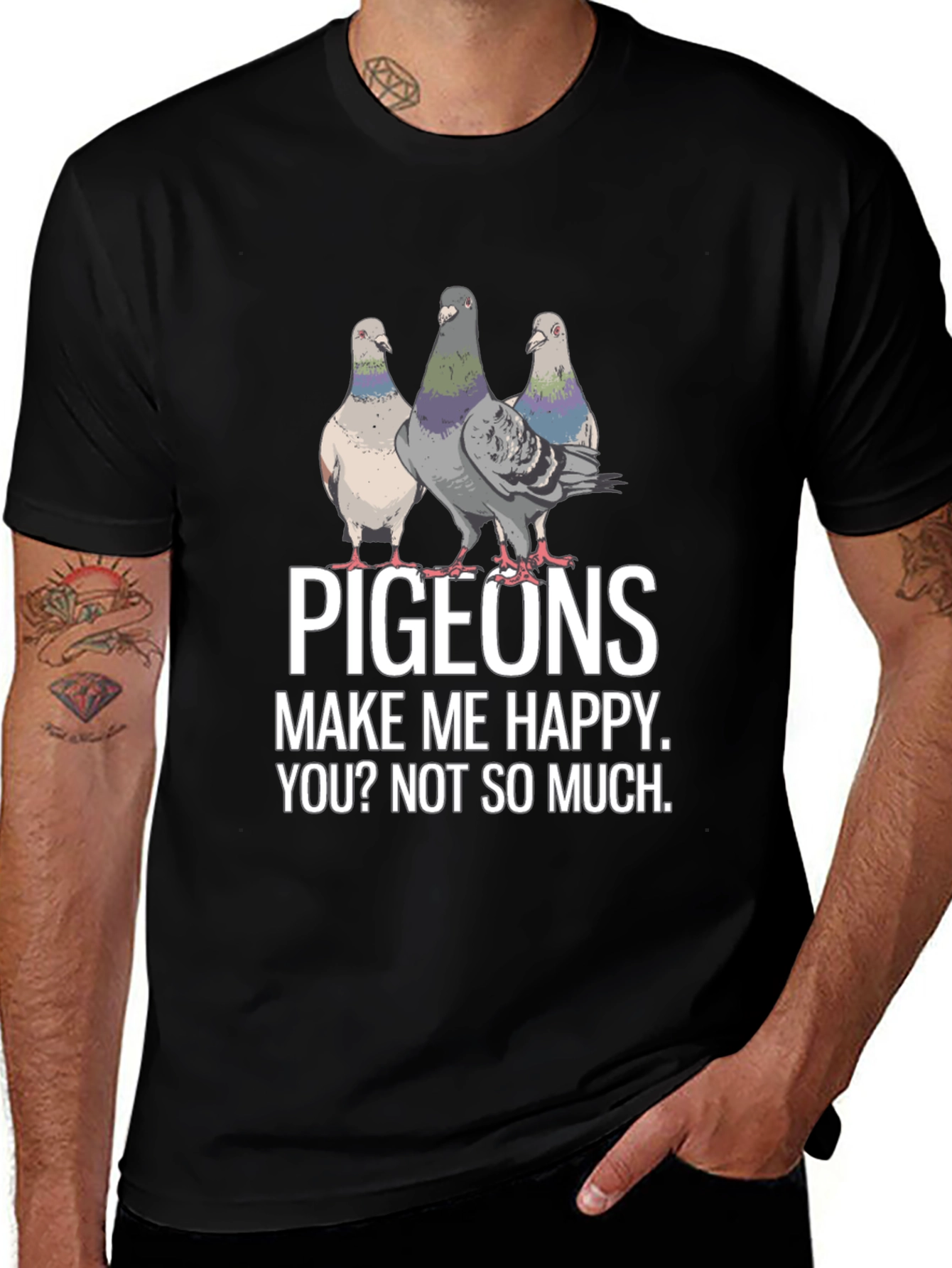 Variant 4 of Pigeons Make Me Happy T-Shirt - Funny Pigeon Lover Tee