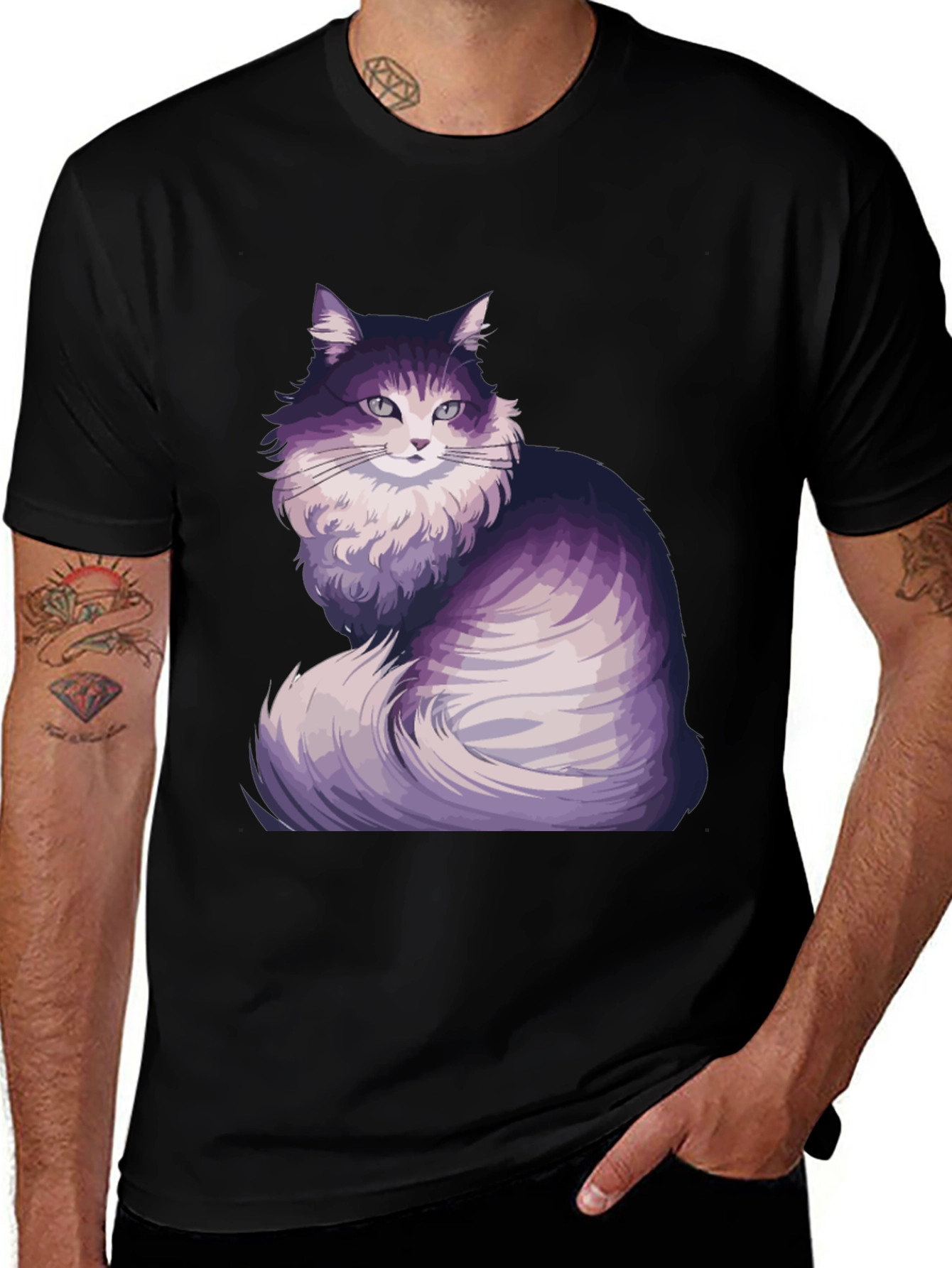 Variant 14 of Cat Graphic Black T-Shirt
