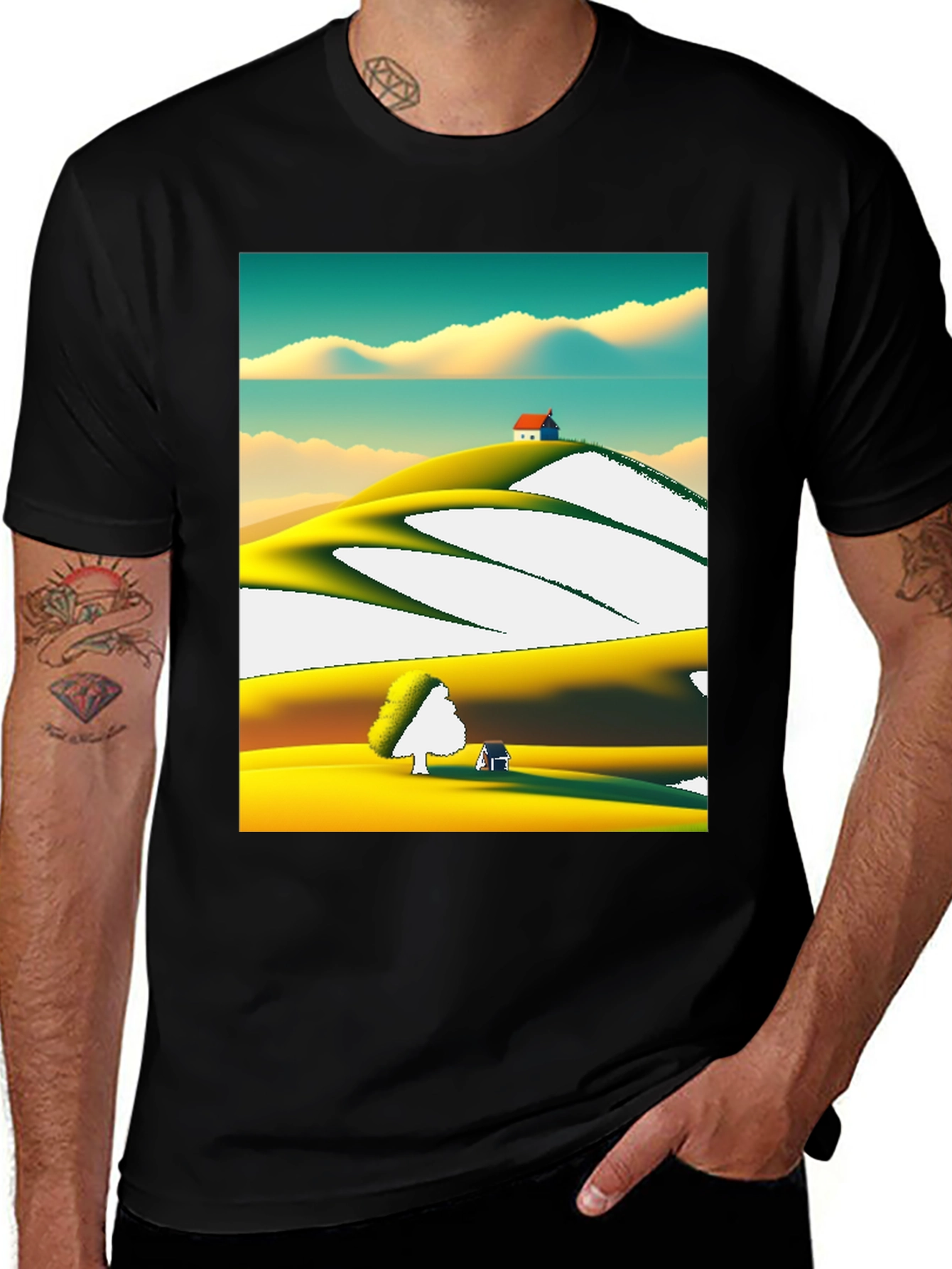 Variant 9 of Vivid Landscape Graphic Tee - Soft Cotton Blend