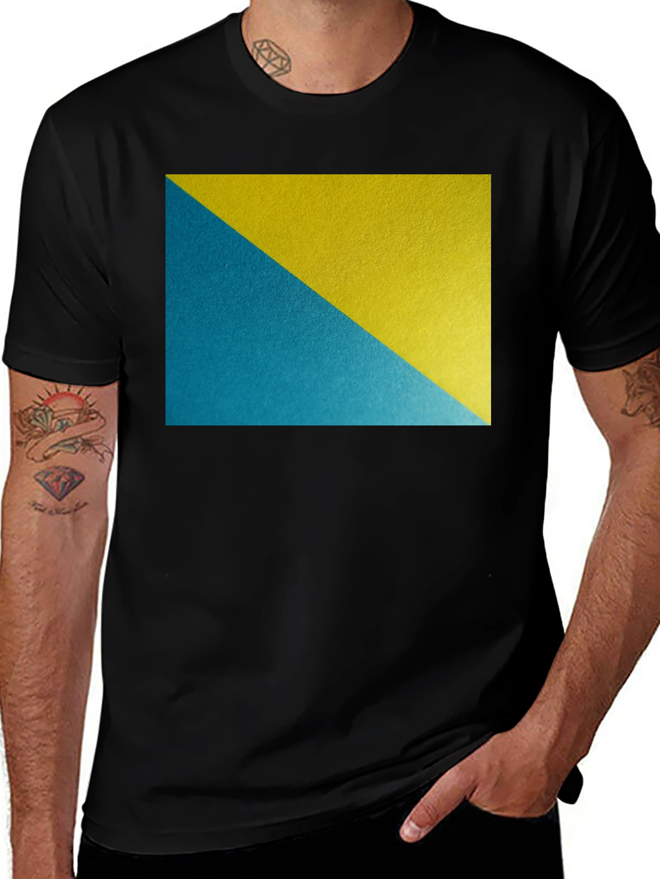 Variant 6 of Blue & Yellow Diagonal Graphic Tee