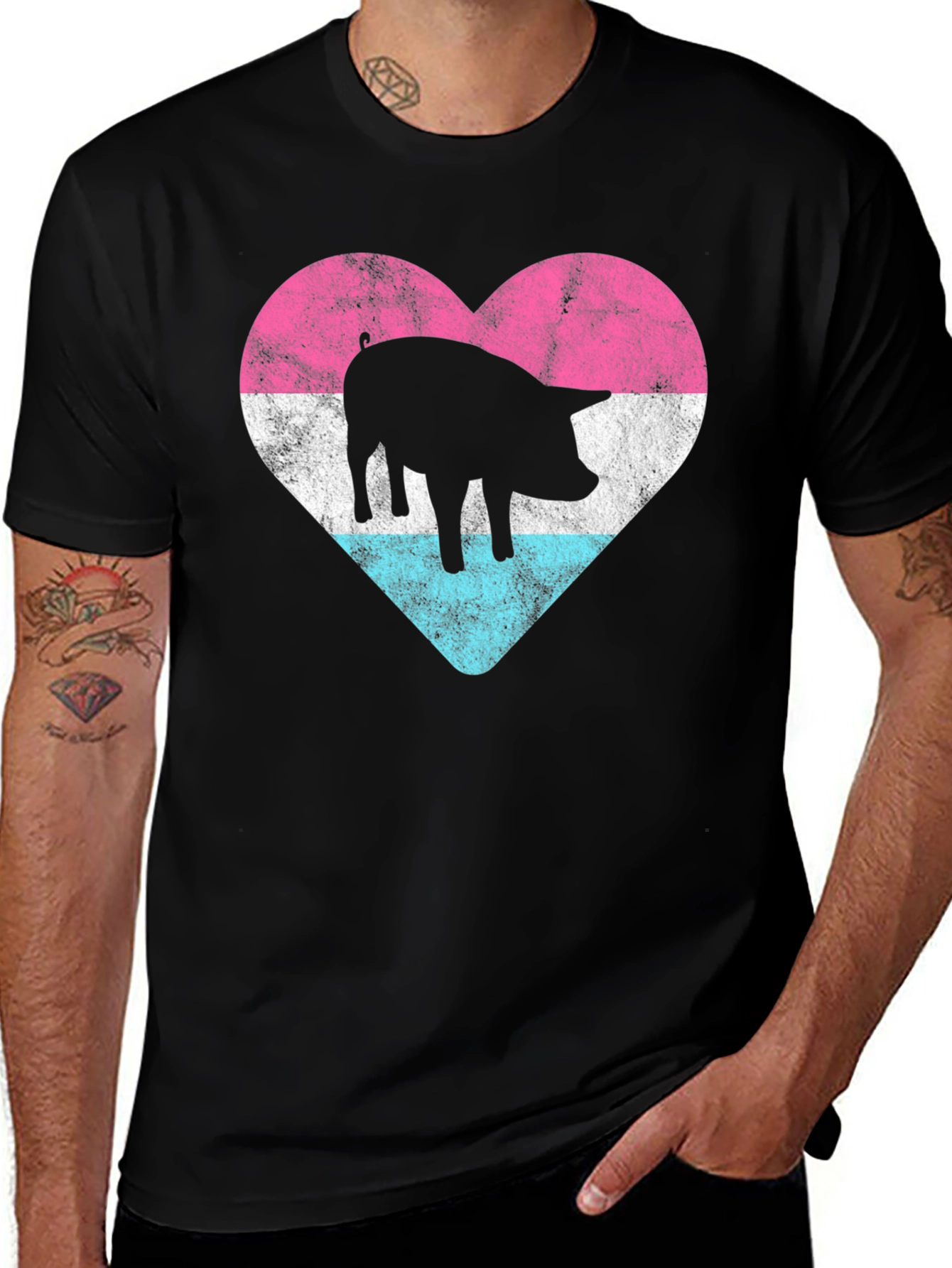Variant 21 of Pig Heart Pride T-Shirt - Black
